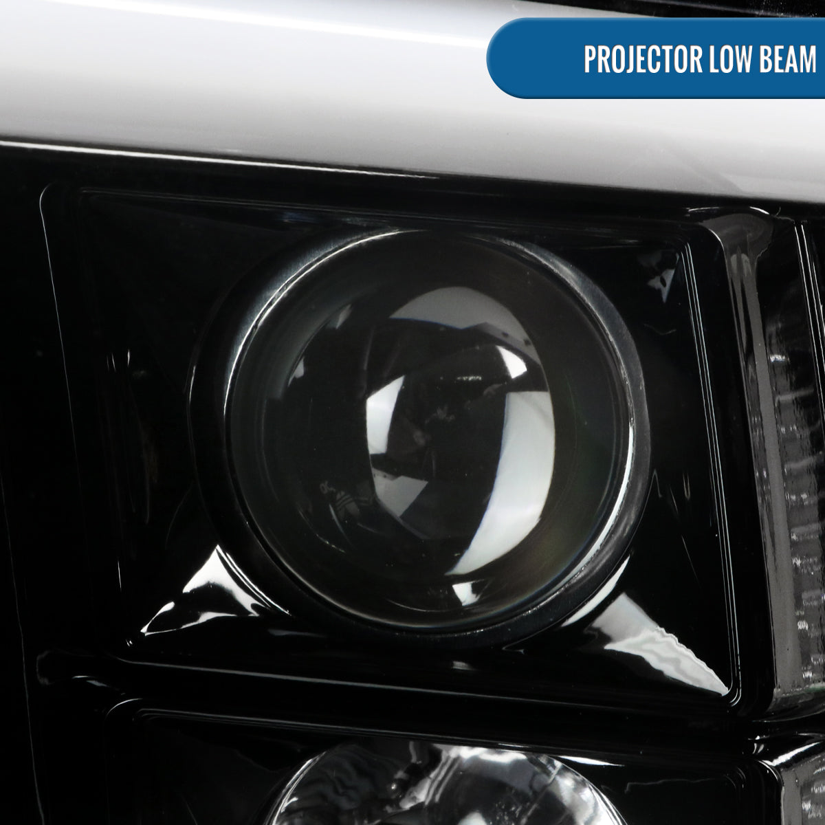 Ronnin - Fits 2009-2018 Ram 1500 2500 3500 2019-2024 Ram 1500 Classic LED Tube Running Lights Halogen Projector Headlights Replacement Assembly Pair | Glossy Black