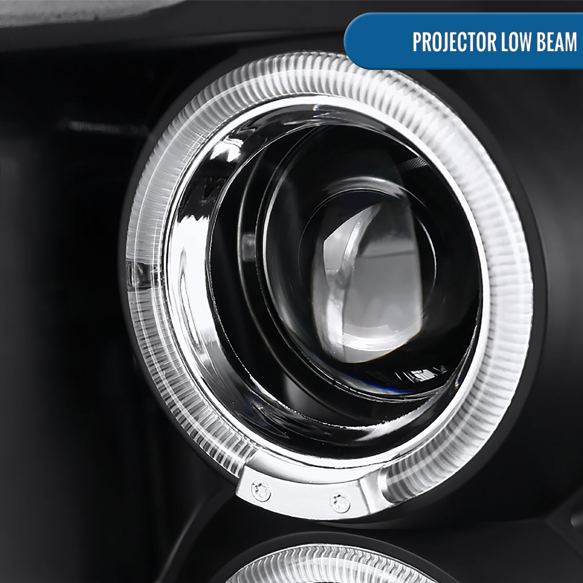 Ronnin - Fits 2009-2018 Ram 1500 2500 3500 2019-2024 Ram 1500 Classic LED Dual Halo Rims Running Lights Halogen Projector Headlights Assembly Pair | Black