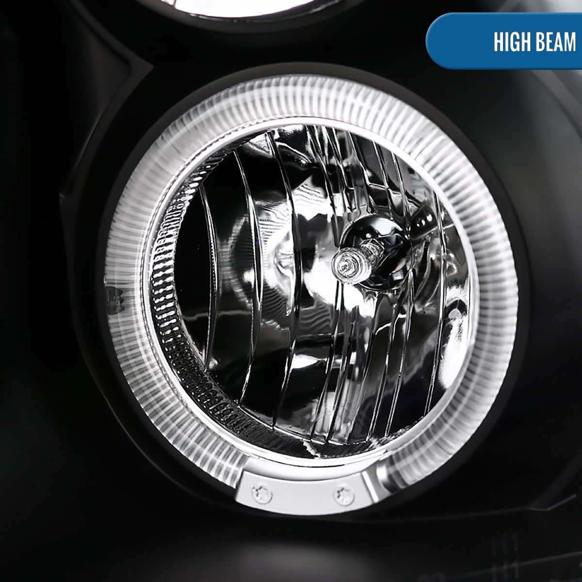 Ronnin - Fits 2009-2018 Ram 1500 2500 3500 2019-2024 Ram 1500 Classic LED Dual Halo Rims Running Lights Halogen Projector Headlights Assembly Pair | Black