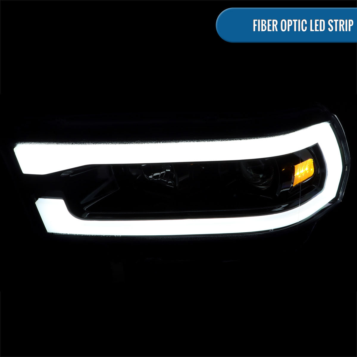 Ronnin - Fits 2019-2024 Dodge Ram 2500 3500 4500 5500 Upgrade LED Tube Projector Headlights Assembly Pair  | Gloss Black