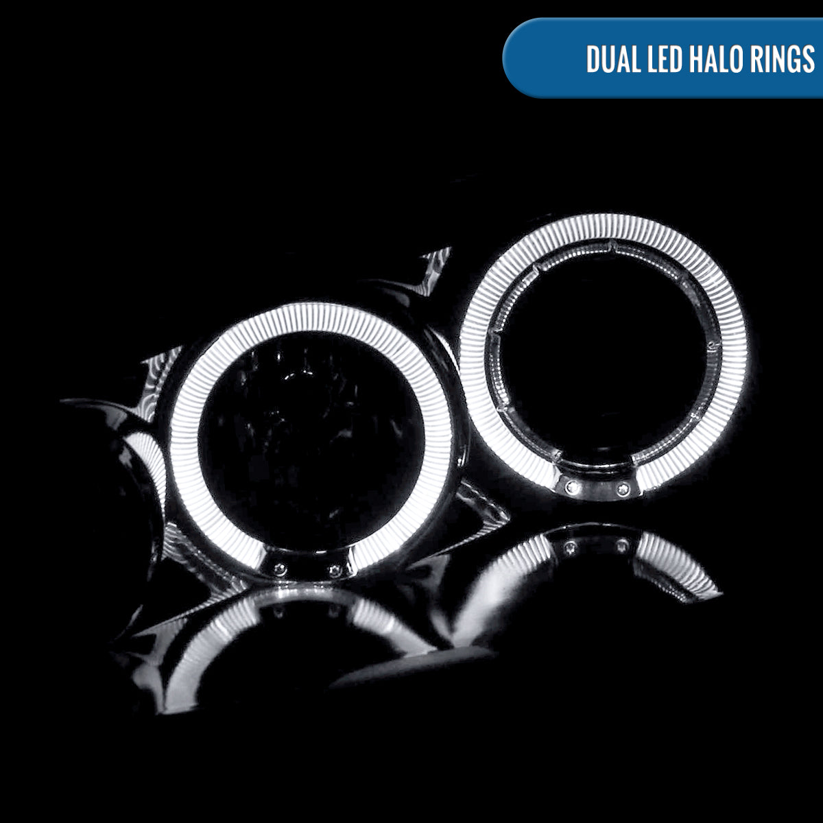 Ronnin - Fits 2002-2004 Acura RSX Upgraded LED Dual Rims Projector Headlights Assembly Pair | Black Smoke