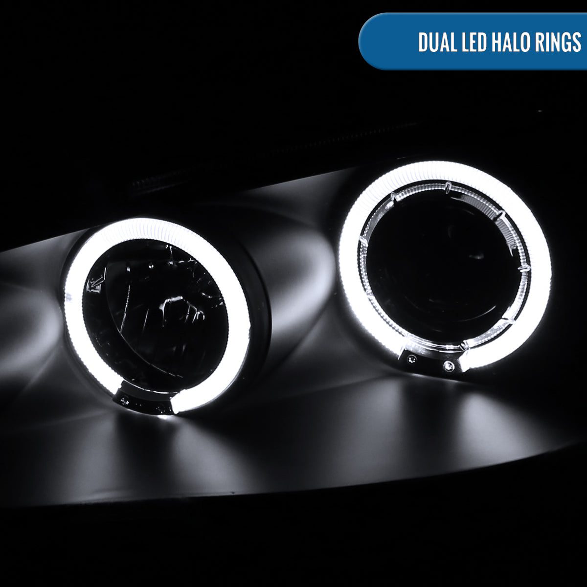 Ronnin - Fits 2002-2004 Acura RSX Upgraded LED Dual Rims Projector Headlights Assembly Pair | Black