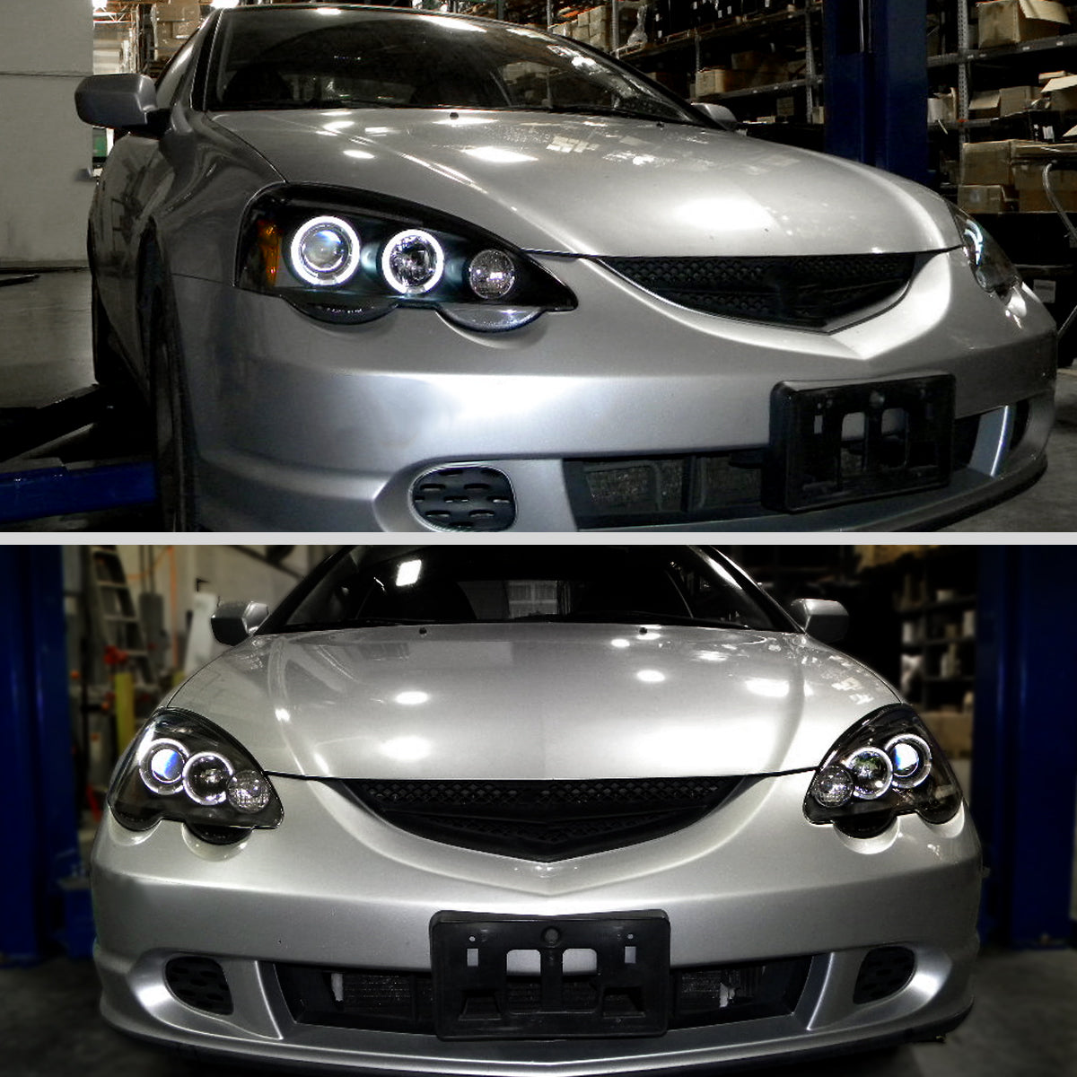 Ronnin - Fits 2002-2004 Acura RSX Upgraded LED Dual Rims Projector Headlights Assembly Pair | Black