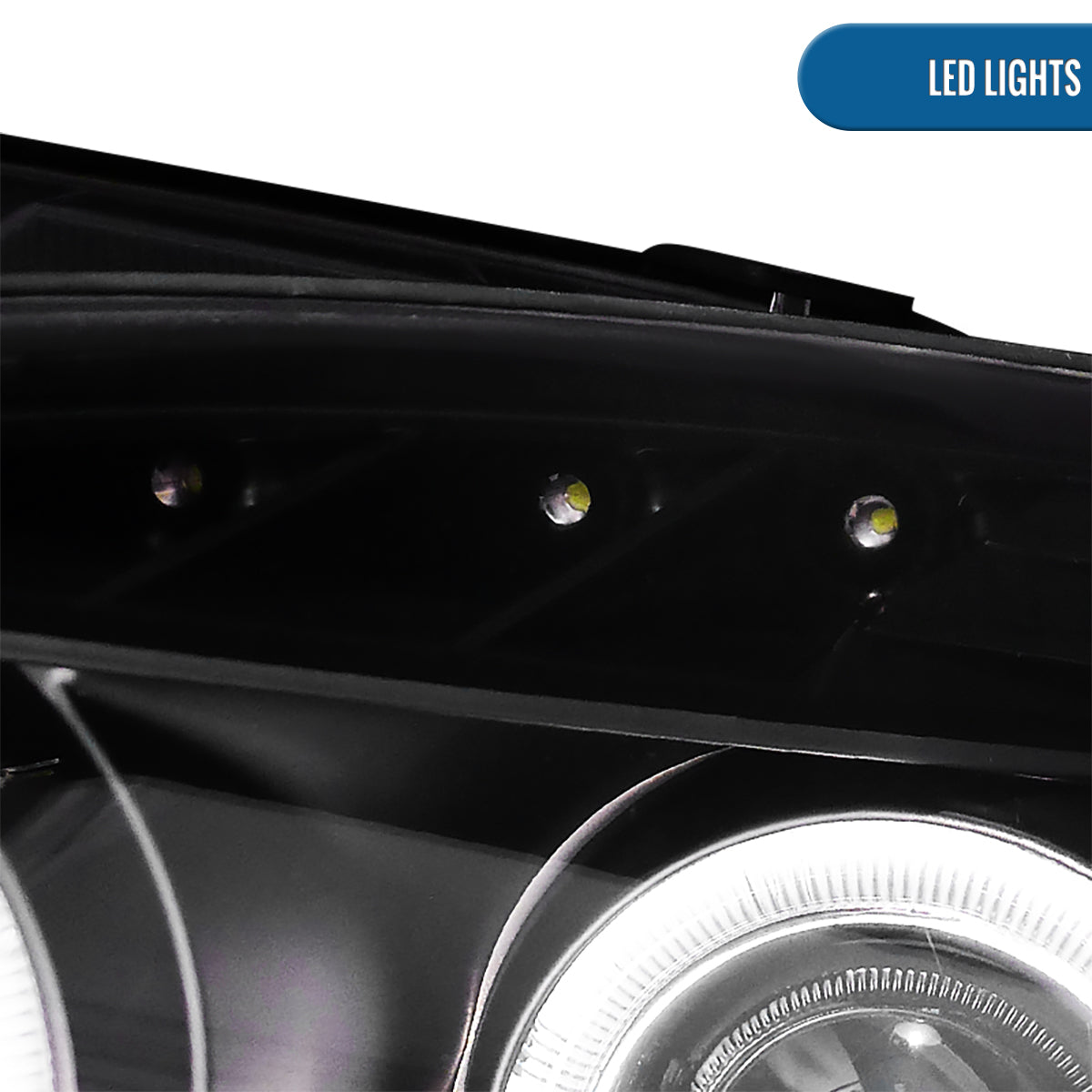 Ronnin - Fits 2000-2003 Honda S2000 S2K AP1 Upgrade Replacement LED Dual Halo Rims Projector Headlights Assembly Pair | Black