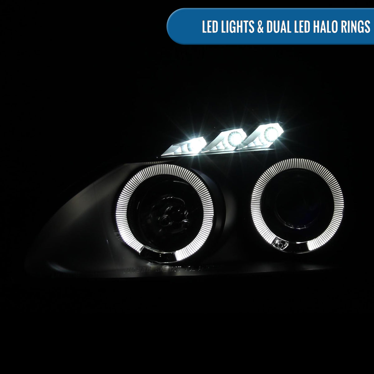 Ronnin - Fits 2004-2009 Honda S2000 S2K AP2 Upgraded Replacement LED Dual Rims Projector Headlights Assembly Pair | Black