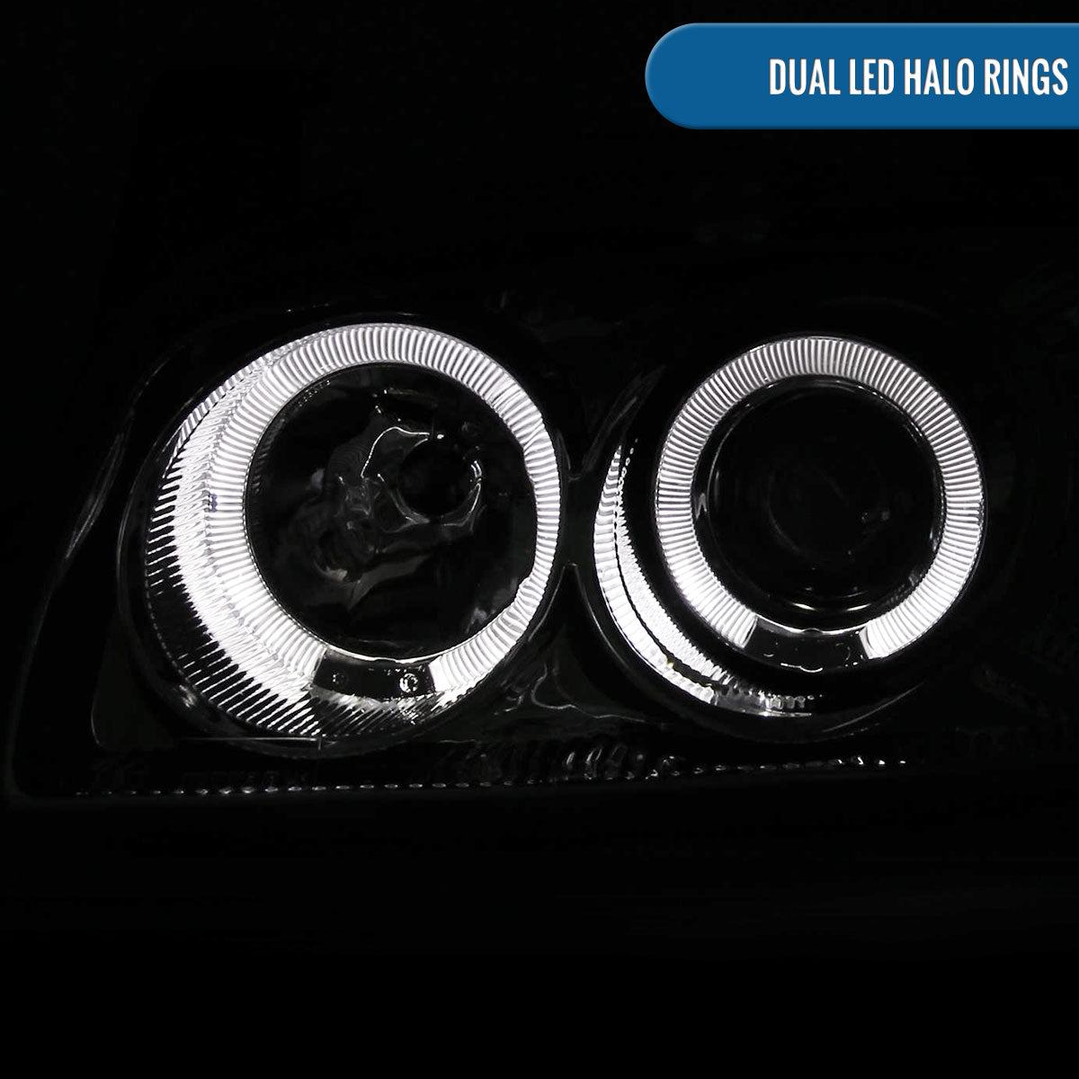 Ronnin - Fits 2004-2006 Nissan Sentra Upgraded LED Dual Rims Projector Headlights Assembly Pair | Chrome