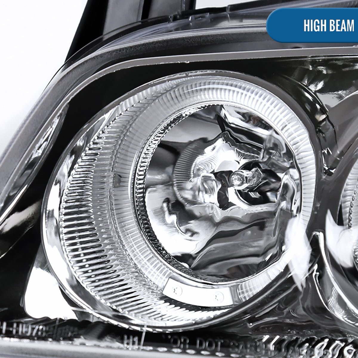 Ronnin - Fits 2004-2006 Nissan Sentra Upgraded LED Dual Rims Projector Headlights Assembly Pair | Chrome