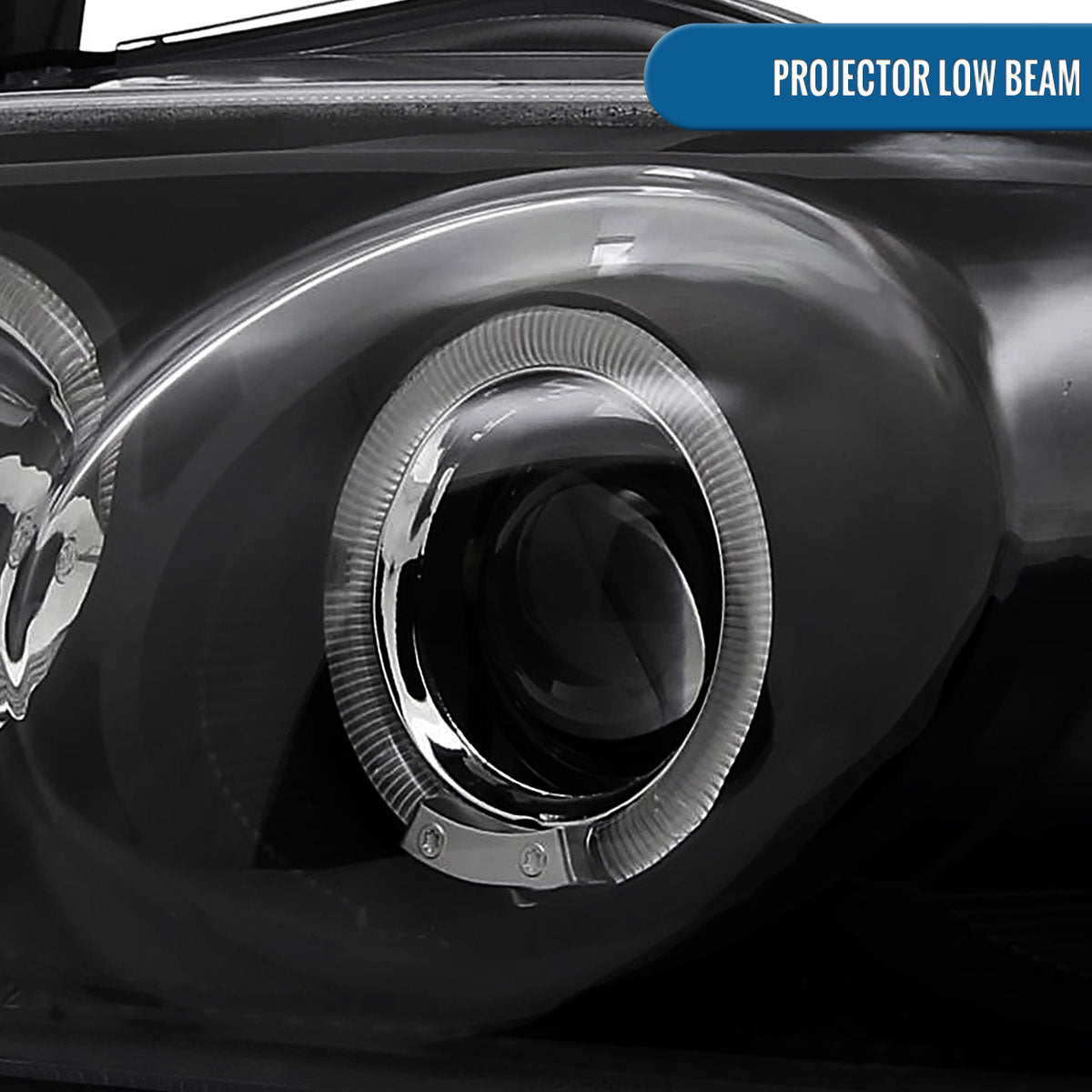 Ronnin - Fits 2004-2006 Nissan Sentra Upgraded LED Dual Rims Projector Headlights Assembly Pair | Black
