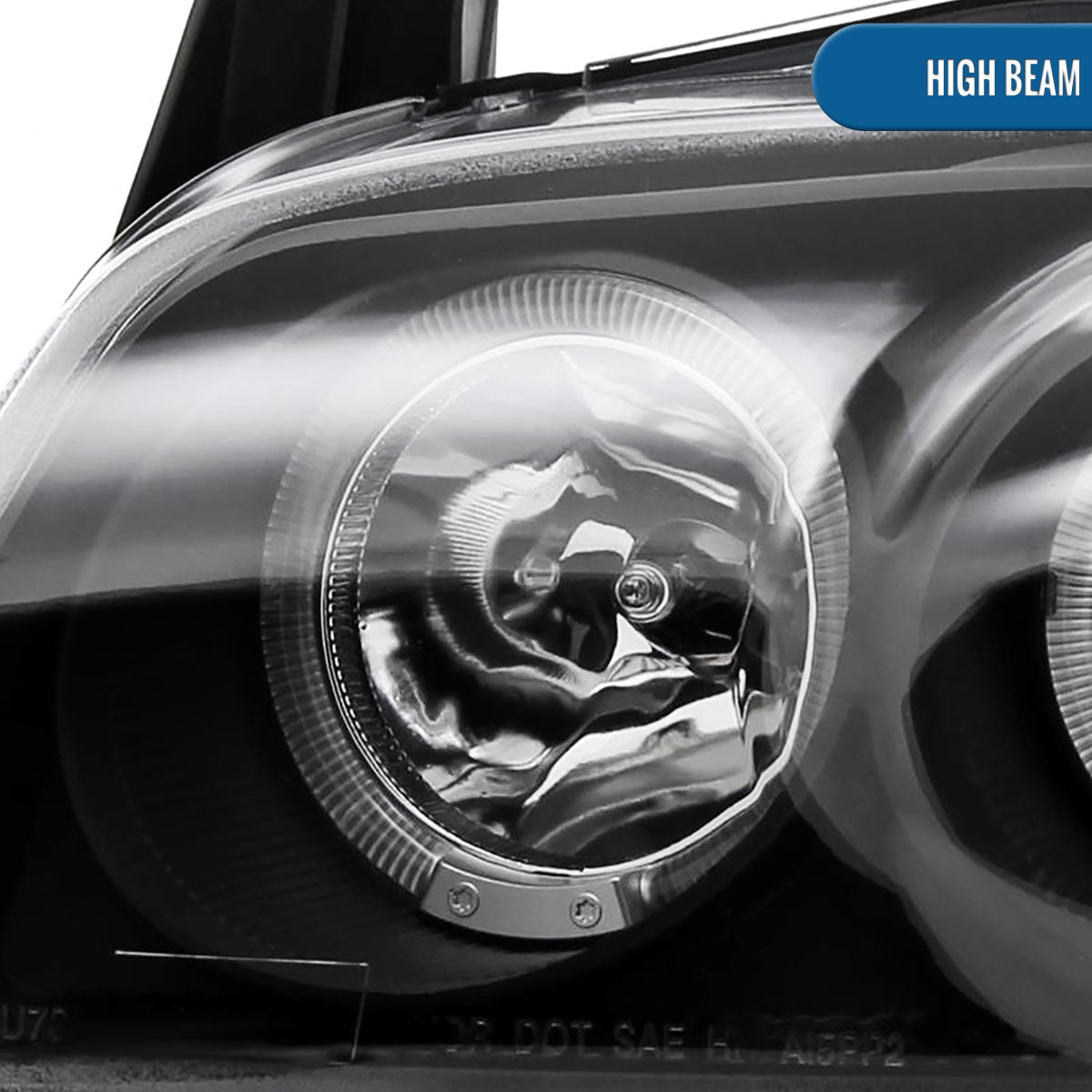 Ronnin - Fits 2004-2006 Nissan Sentra Upgraded LED Dual Rims Projector Headlights Assembly Pair | Black