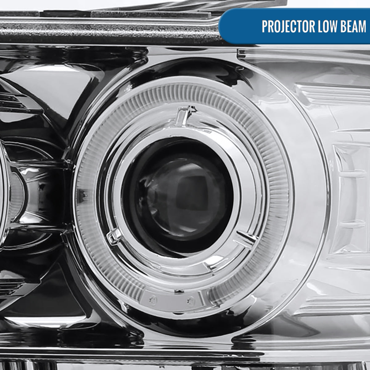 Ronnin - Fits 2007-2014 GMC Sierra 1500 Hybrid 1500HD 2500HD 3500HD Denali LED Dual Rims Projector Headlights Replacement Assembly Pair | Chrome