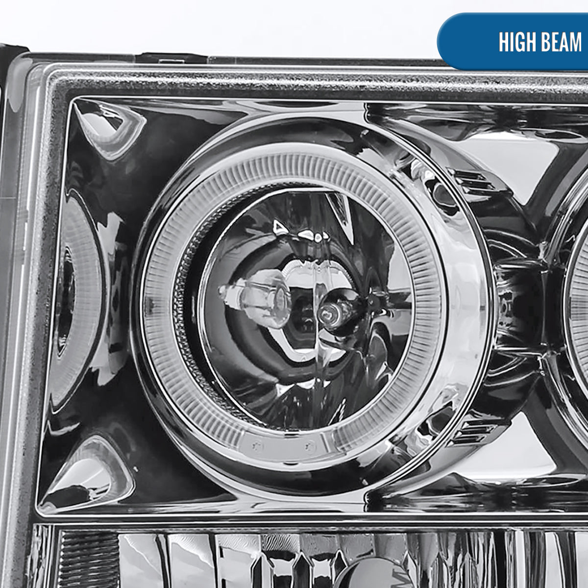 Ronnin - Fits 2007-2014 GMC Sierra 1500 Hybrid 1500HD 2500HD 3500HD Denali LED Dual Rims Projector Headlights Replacement Assembly Pair | Chrome