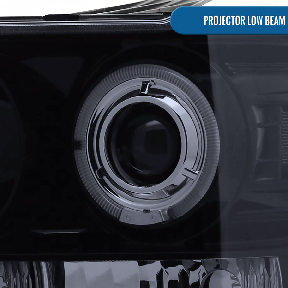 Ronnin - Fits 2007-2014 GMC Sierra 1500 Hybrid 1500HD 2500HD 3500HD Denali LED Dual Rims Projector Headlights Replacement Assembly Pair | Black Smoke