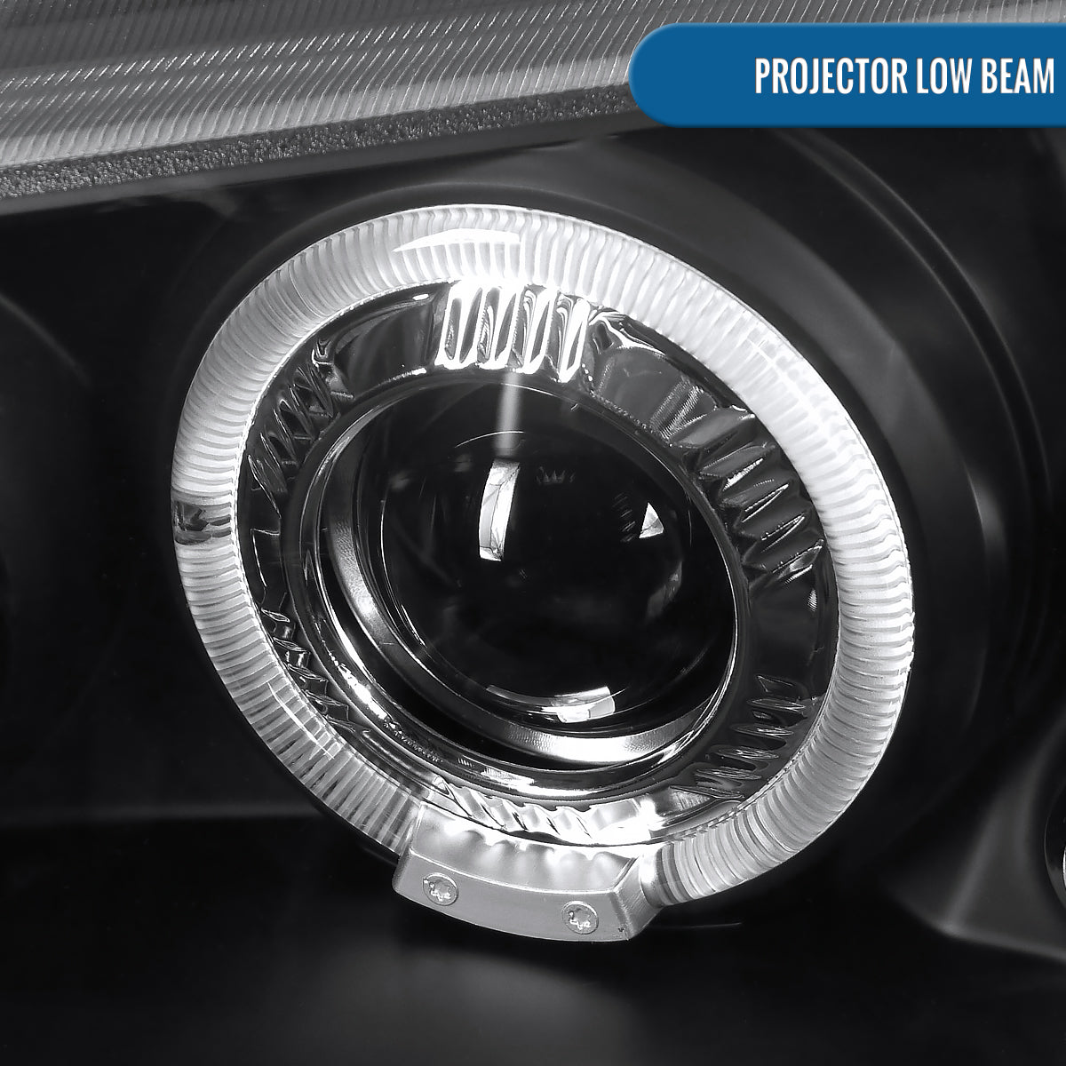 Ronnin - Fits 2002-2007 Chevy Avalanche Silverado Upgrade Replacement Dual LED Halo Rims Projector Headlights Assembly Pair | Black