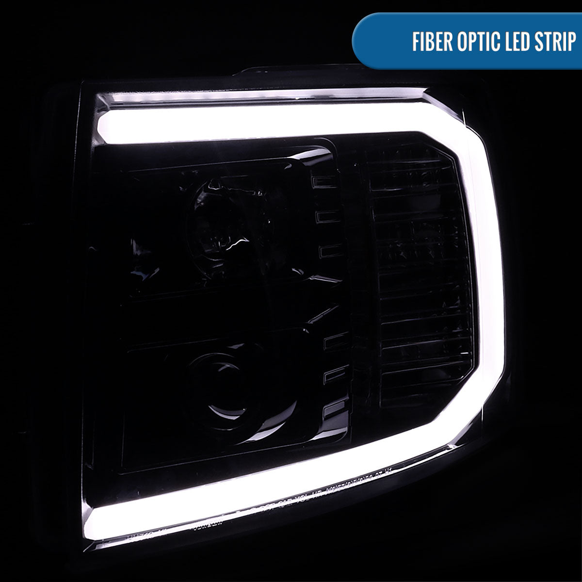 Ronnin - Fits 2007-2014 Chevy Silverado 1500 2500HD 3500HD Upgrade LED Running Light Tube Projector Headlights Assembly Pair | Gloss Black