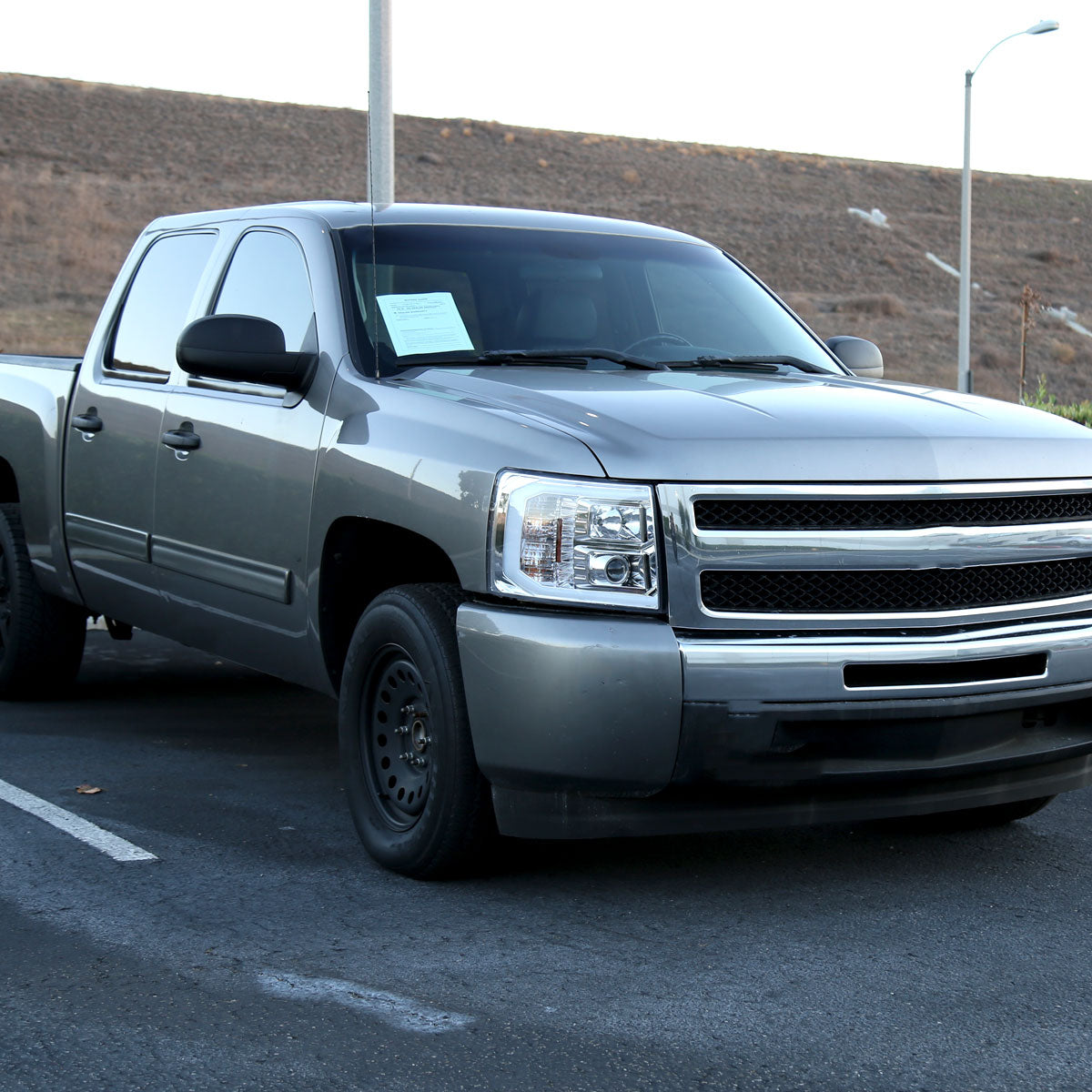 Ronnin - Fits 2007-2014 Chevy Silverado 1500 2500HD 3500HD Upgrade LED Running Light Tube Projector Headlights Assembly Pair | Chrome