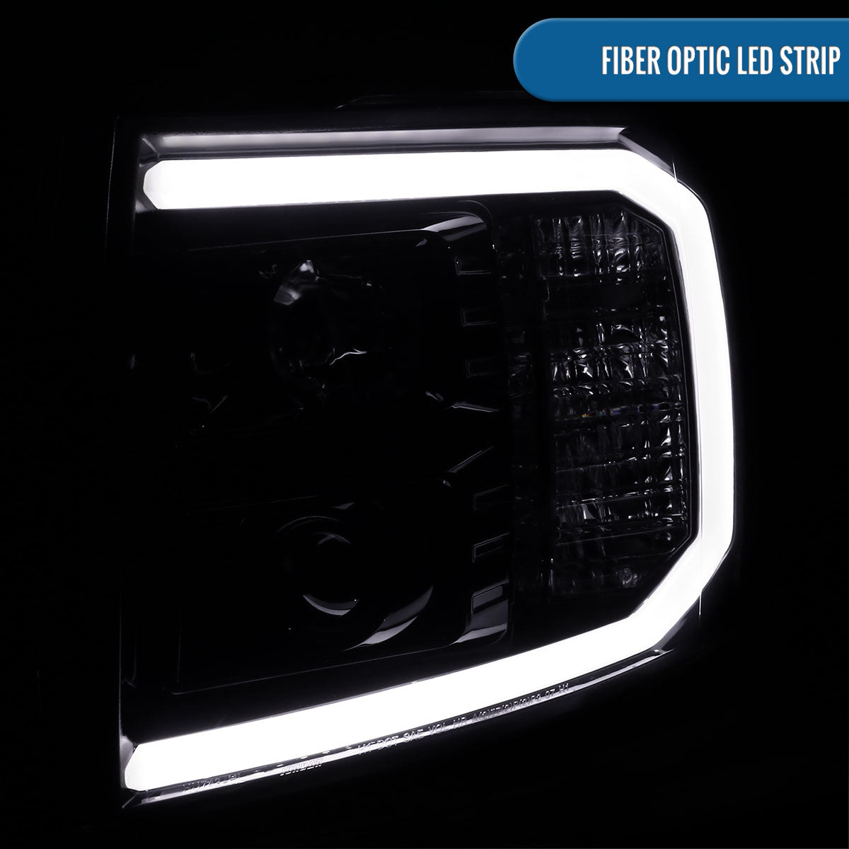 Ronnin - Fits 2007-2014 Chevy Silverado 1500 2500HD 3500HD Upgrade LED Running Light Tube Projector Headlights Assembly Pair | Black Smoke