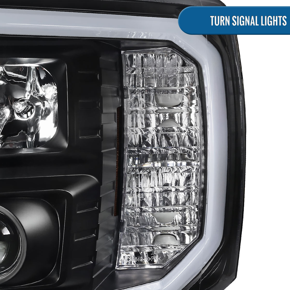 Ronnin - Fits 2007-2014 Chevy Silverado 1500 2500HD 3500HD Upgrade LED Running Light Tube Projector Headlights Assembly Pair | Black