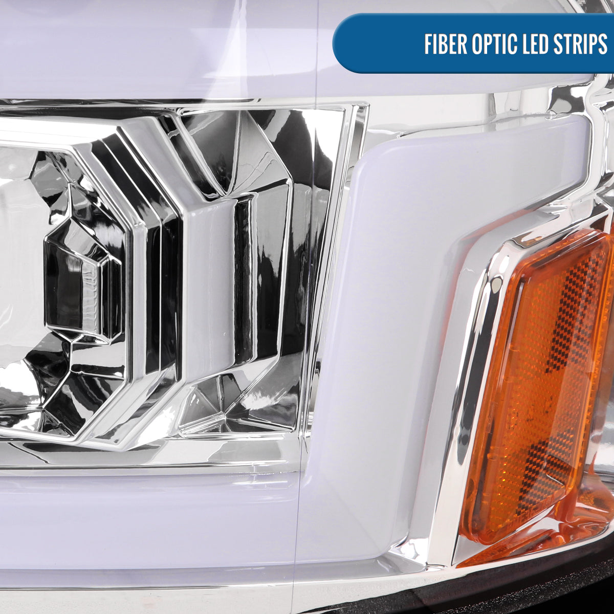 Ronnin - Fits 2015-2019 Chevy Silverado 2500HD 3500HD Projector Headlights Switchback LED Sequential Turn Signal + Animated Startup Effect Pair | Chrome