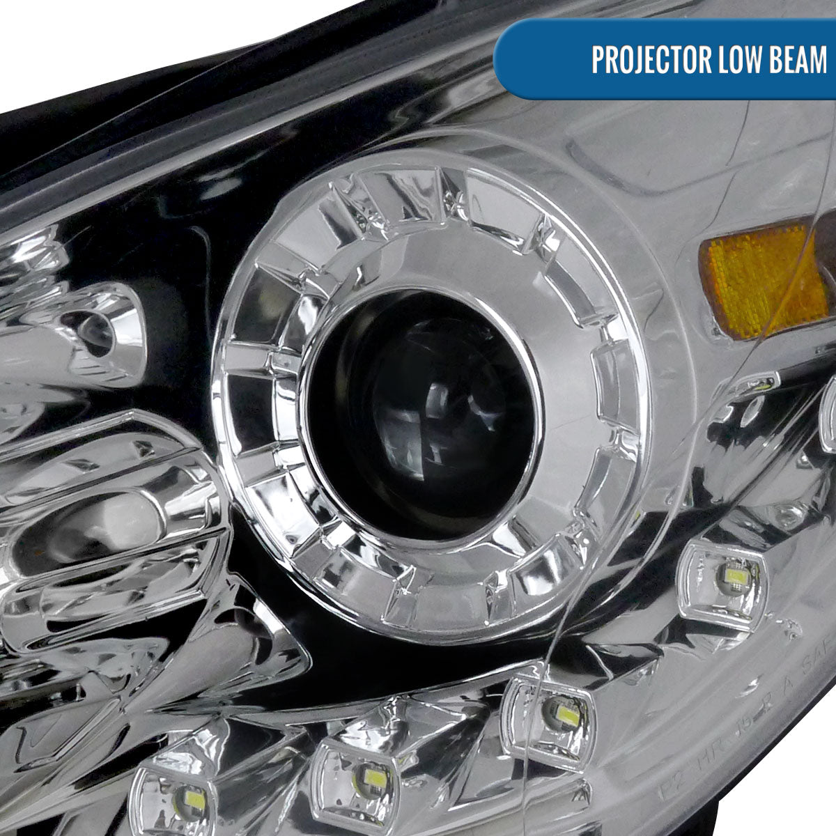 Ronnin - Fits 2011-2014 Hyundai Sonata Halogen Projector Headlights LED Running Lights Assembly Pair | Chrome