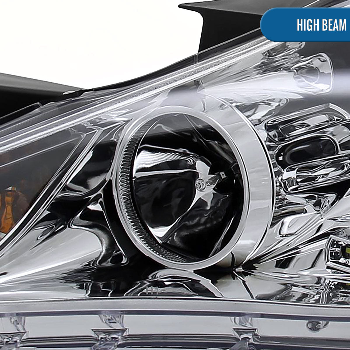 Ronnin - Fits 2011-2014 Hyundai Sonata Halogen Projector Headlights LED Running Lights Assembly Pair | Chrome