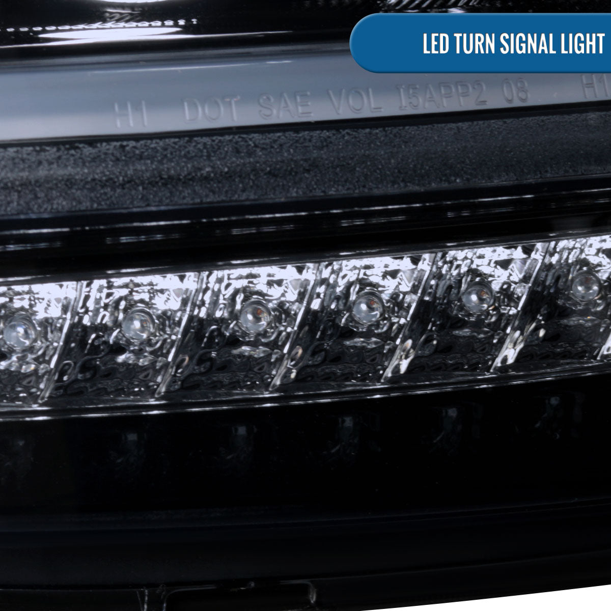 Ronnin - Fits 2010-2011 Kia Soul LED Tube Turn Signal Lights Projector Headlights Assembly Replacement Pair | Black Smoke