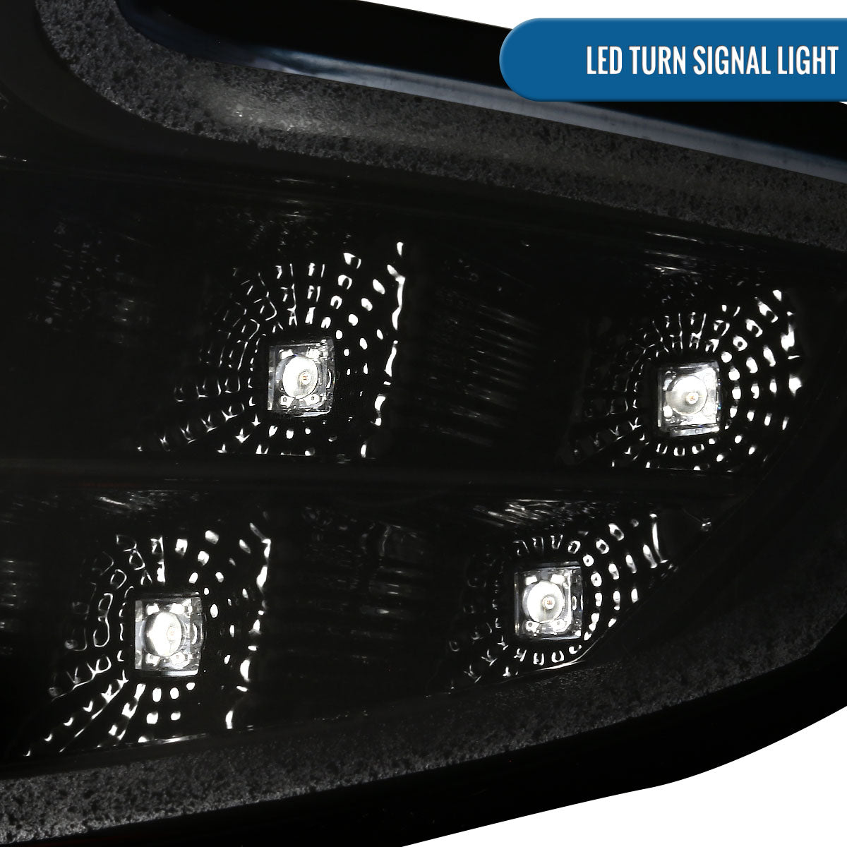 Ronnin - Fits 2015-2020 Chevy Tahoe Suburban 3500HD Upgraded Assembly LED Tube Projector Halogen Headlights Replacement Pair | Gloss Black