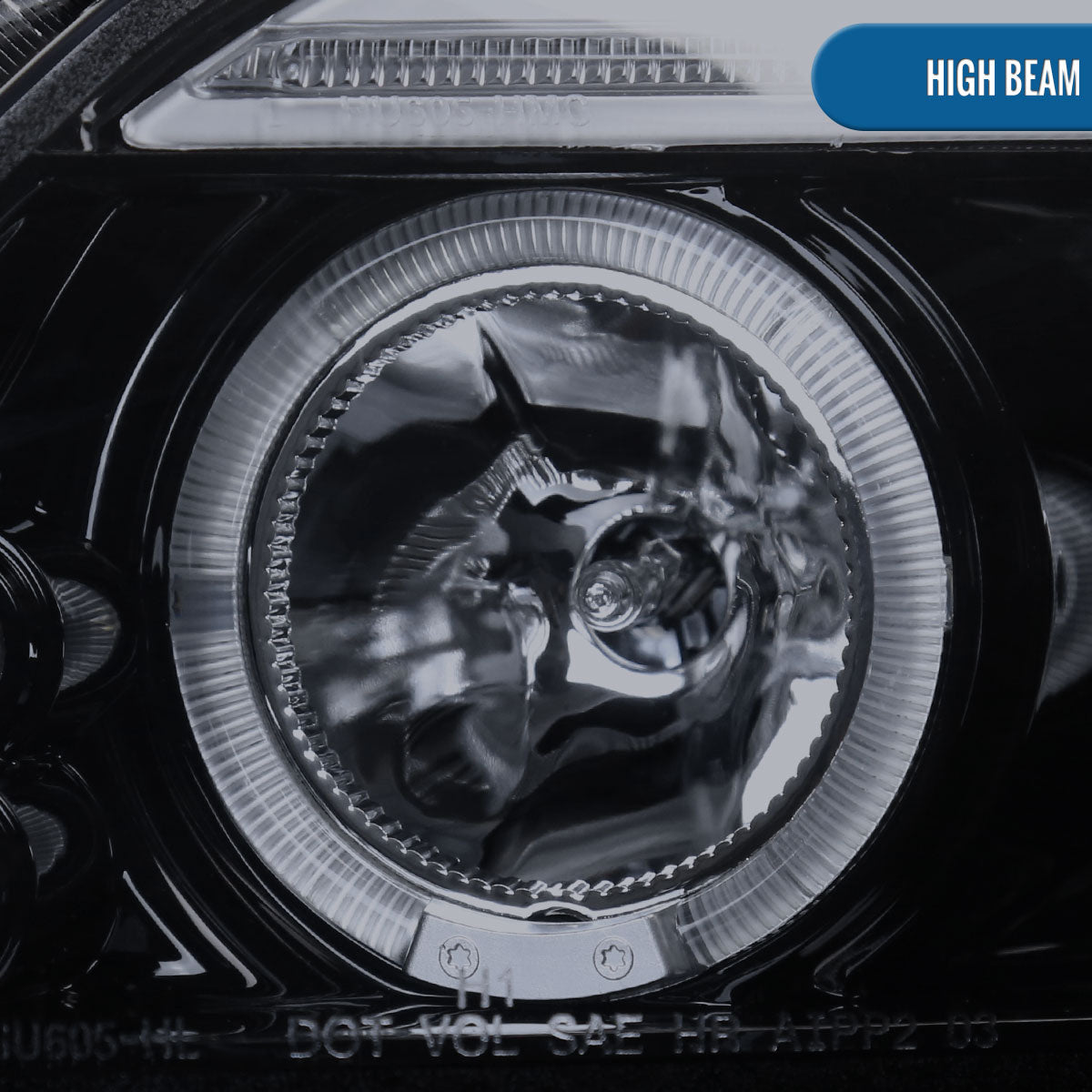 Ronnin - Fits 2005-2010 Scion tC LED Halo Rims Projector Headlights Upgrade Assembly Pair | Black Smoke