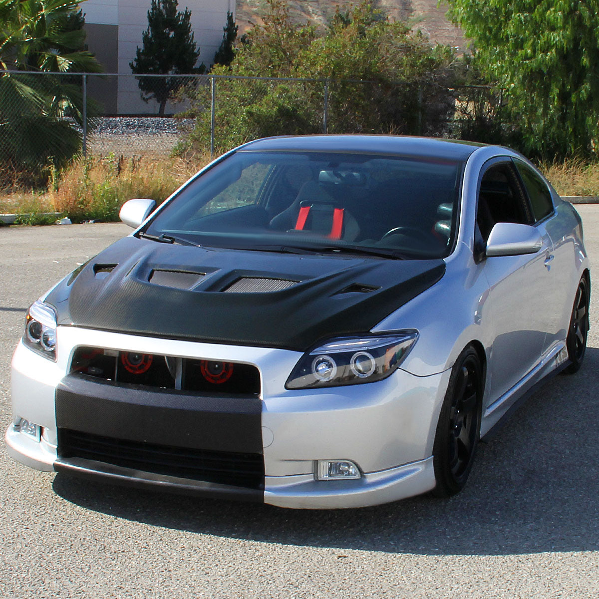 Ronnin - Fits 2005-2010 Scion tC LED Halo Rims Projector Headlights Upgrade Assembly Pair | Black
