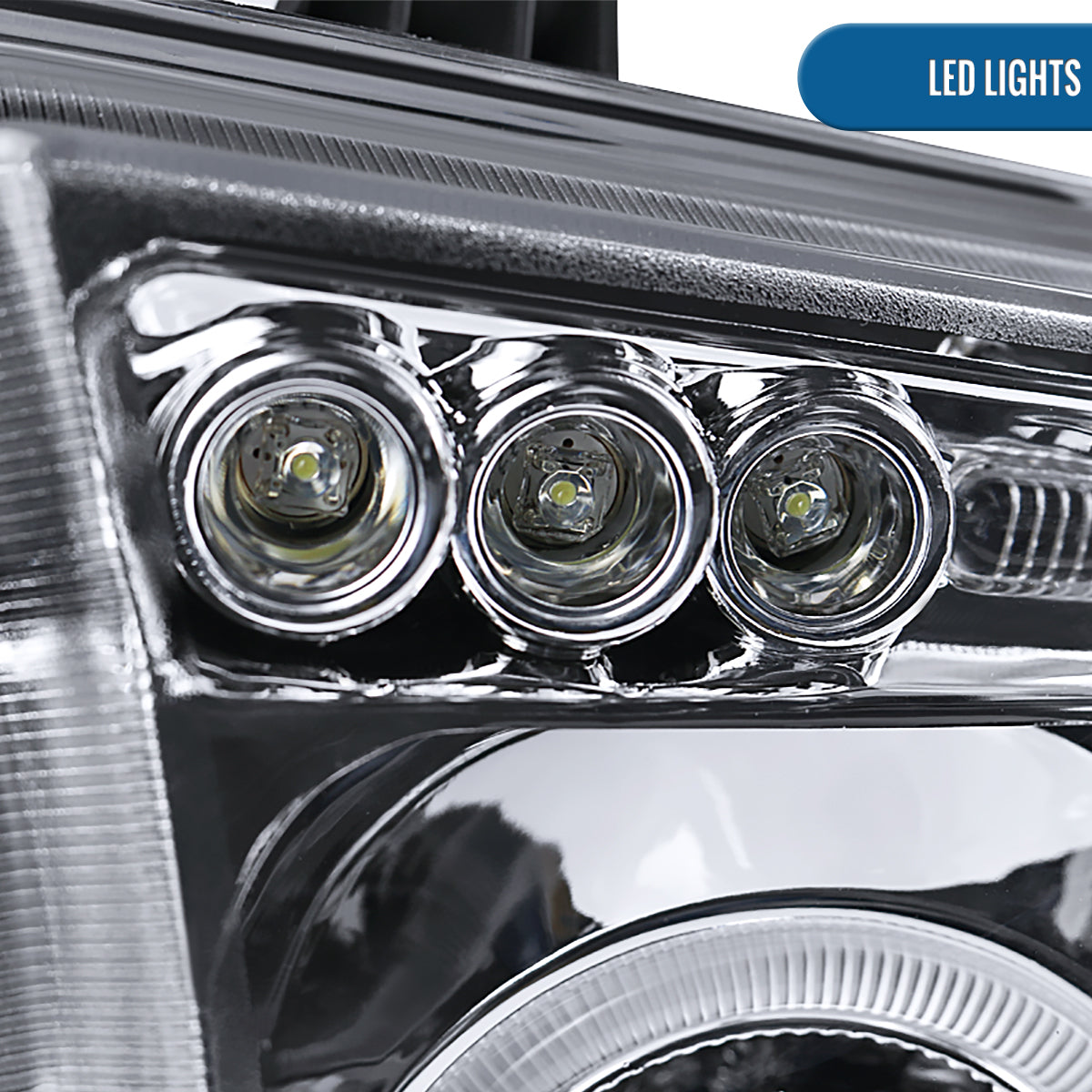 Ronnin - Fits 2007-2017 Toyota Tundra Sequoia Upgrade Replacement LED Rim Projector Headlights Assembly Pair | Chrome
