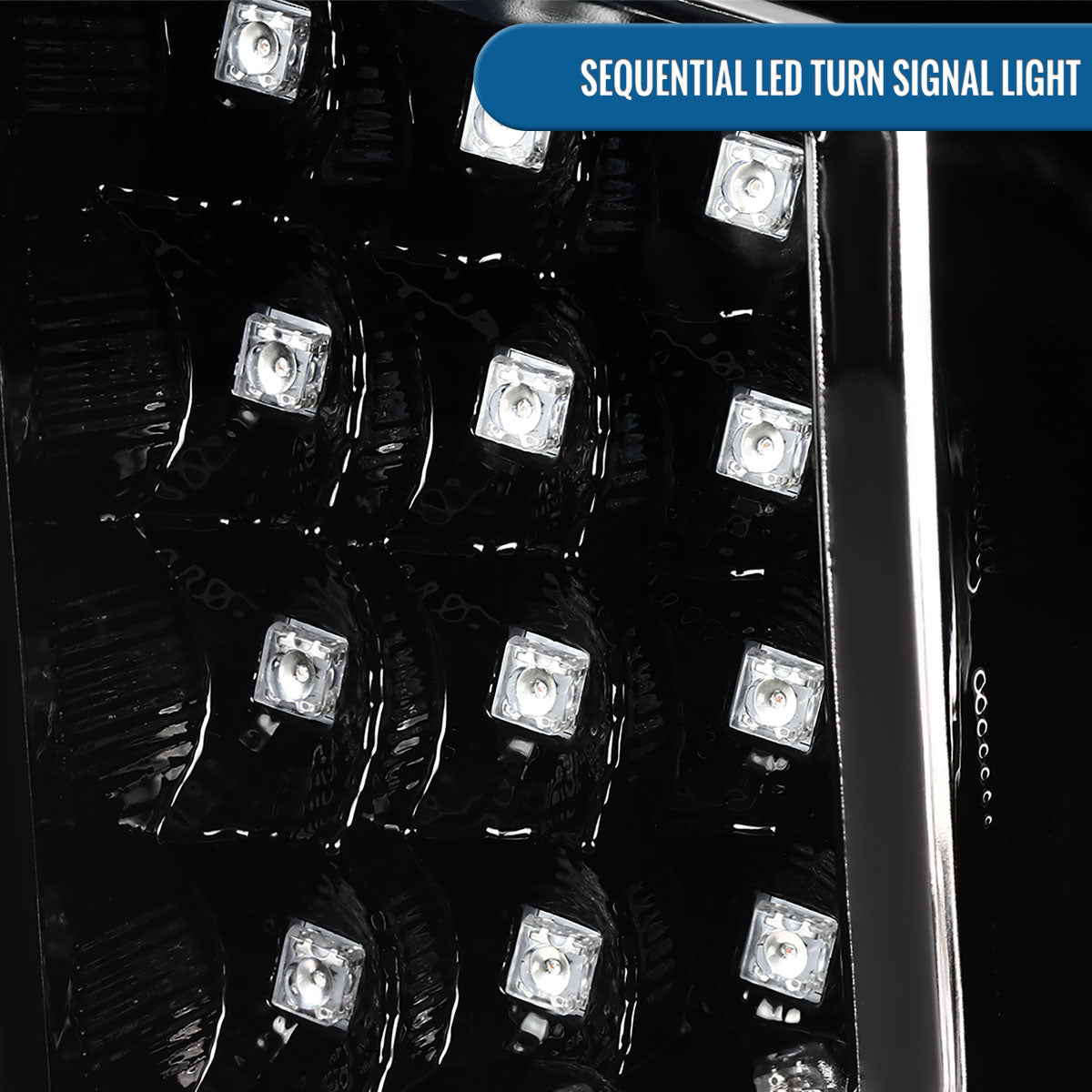 Ronnin - Fits 2014-2021 Toyota Tundra LED Sequential Turn Signals Halogen Projector Headlights Assembly Pair | Gloss Black