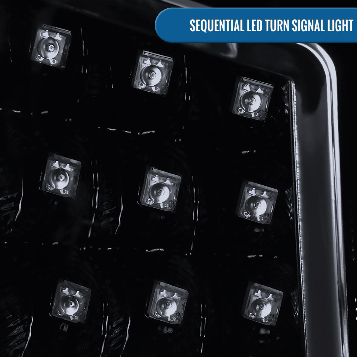 Ronnin - Fits 2014-2021 Toyota Tundra LED Sequential Turn Signals Halogen Projector Headlights Assembly Pair | Black Smoke