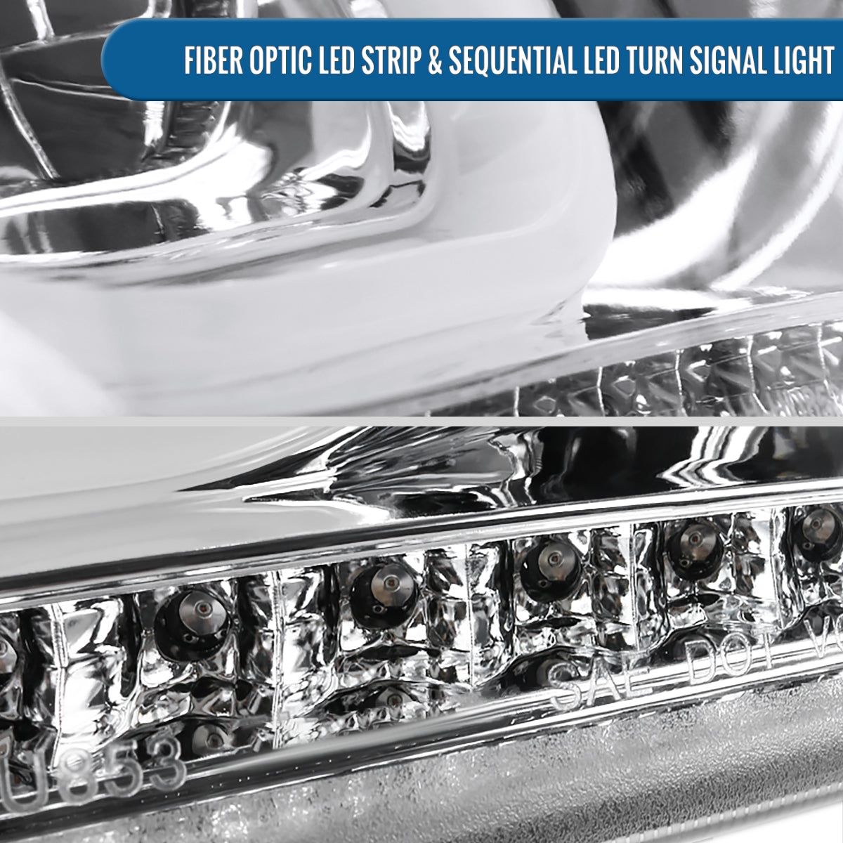 Ronnin - Fits 2012-2017 Hyundai Veloster Upgrade LED Running Light Tube Sequential Turn Signals Projector Headlights Assembly Pair | Chrome