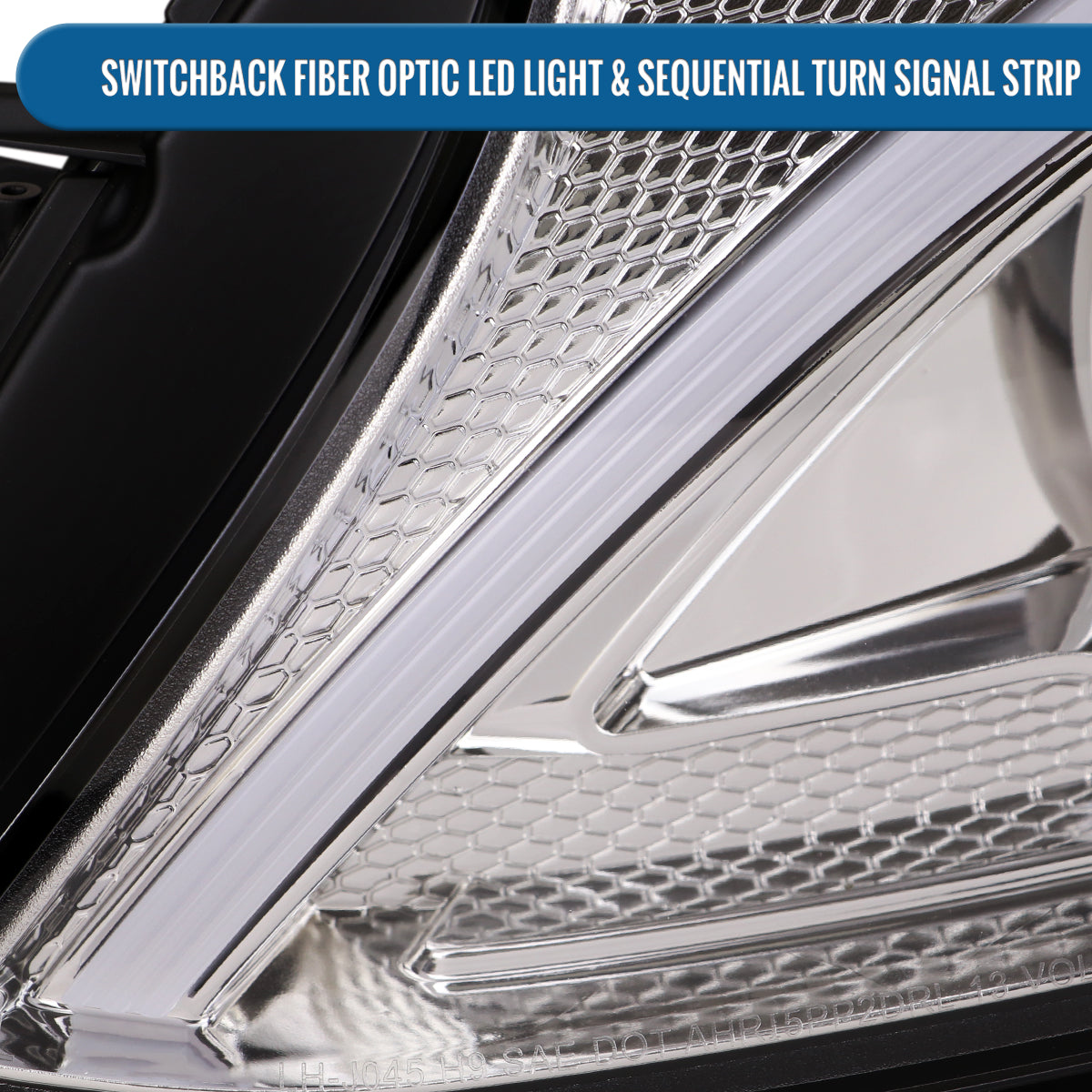 Ronnin - Fits 2015-2018 Mercedes-Benz C-Class W205 Upgrade Assembly LED Switchback Sequential Turn Signals Projector Halogen Headlights Replacement Pair | Chrome