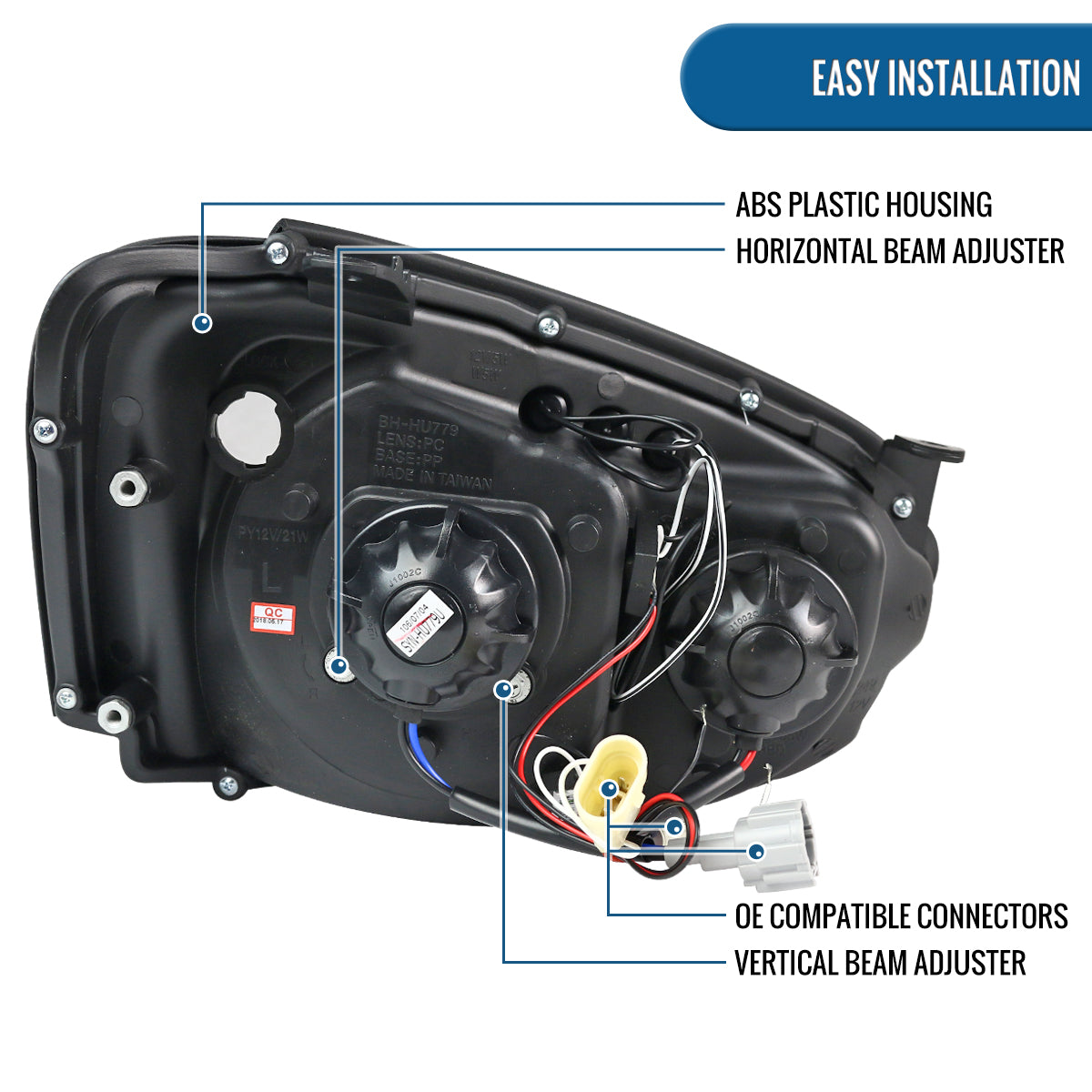 Ronnin - Fits 2004-2005 Subaru Impreza Upgrade LED Dual Halo Rims Projector Halogen Headlights Assembly Pair | Black Smoke