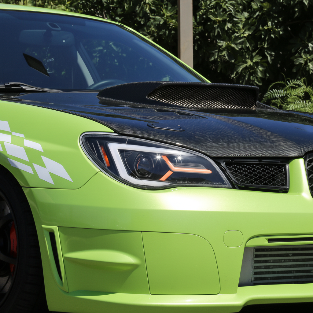 Ronnin - Fits 2006-2007 Subaru Impreza WRX STI Upgraded Projector Halogen Headlights LED Sequential Turn Signal Tube  Assembly Pair | Black