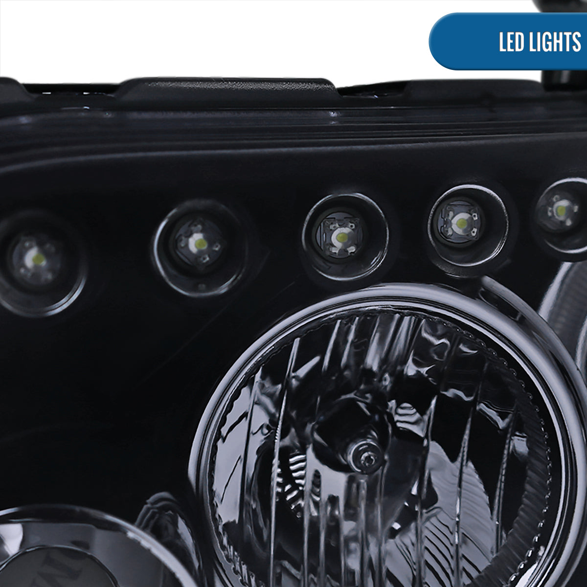 Ronnin - Fits 2008-2010 Scion xB Upgrade LED Halo Rims Running Lights Projector Headlights Assembly Pair | Black Smoke