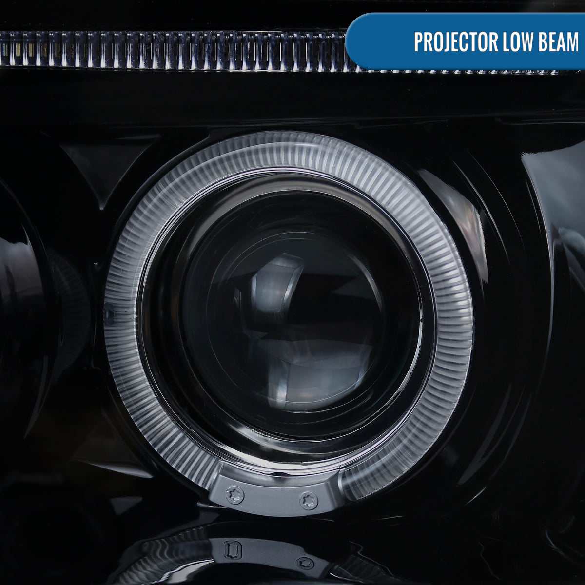 Ronnin - Fits 2005-2015 Nissan Xterra LED Dual Rims Projector Headlights Assembly Replacement Pair | Black Smoke