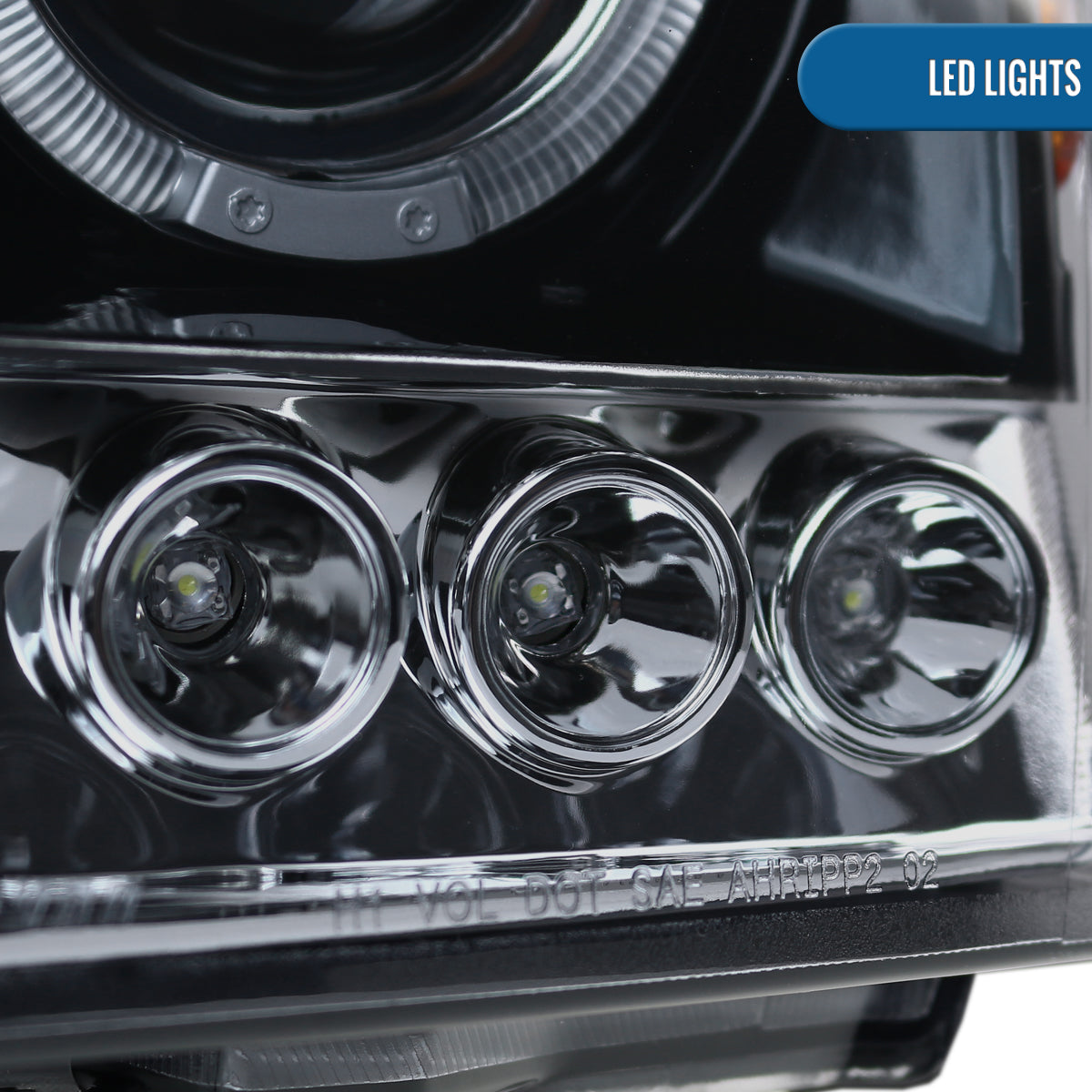 Ronnin - Fits 2005-2015 Nissan Xterra LED Dual Rims Projector Headlights Assembly Replacement Pair | Black Smoke