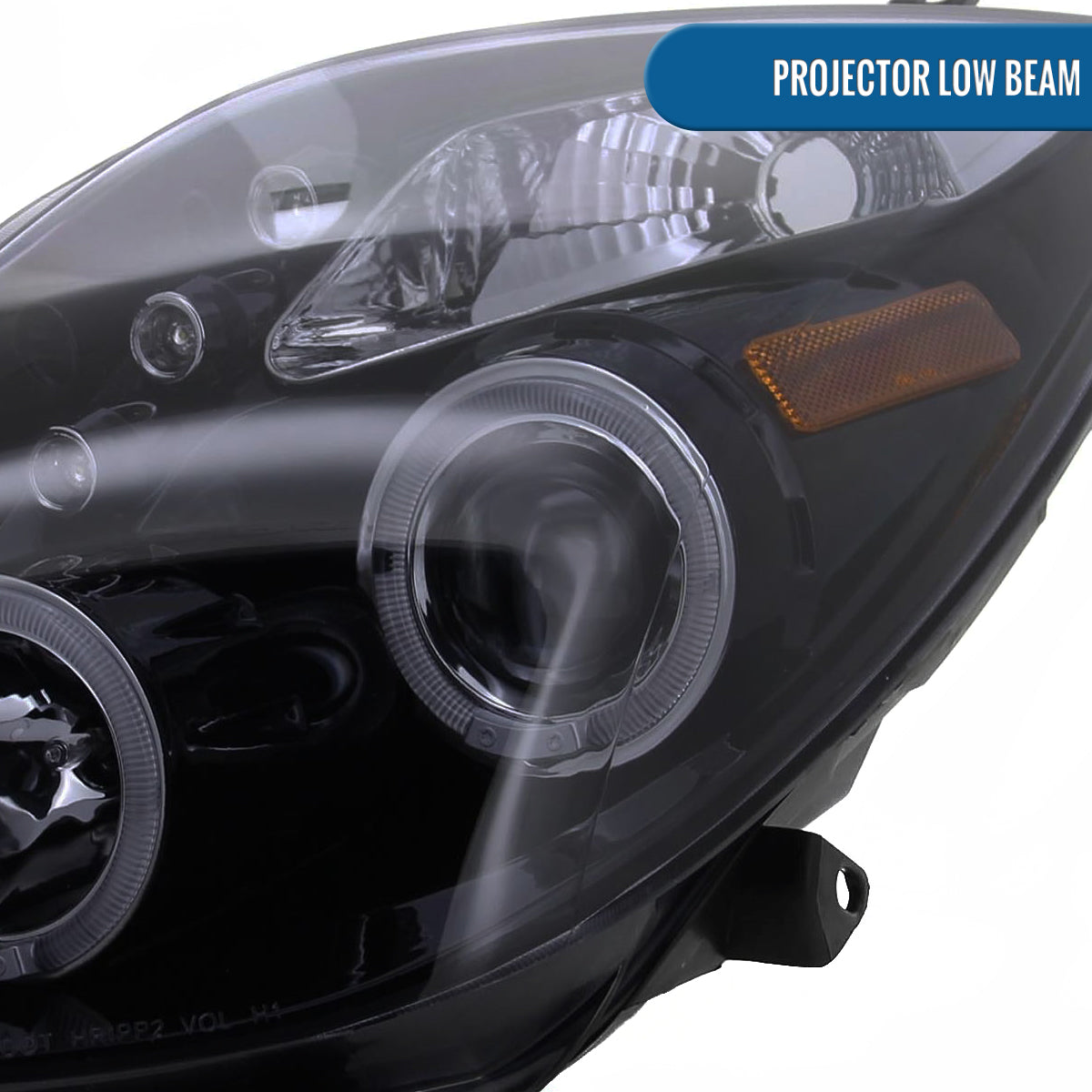Ronnin - Fits 2006-2008 Toyota Yaris Hatchback LED Dual Halo Rims Running Lights Projector Headlights Assembly Pair | Black Smoke