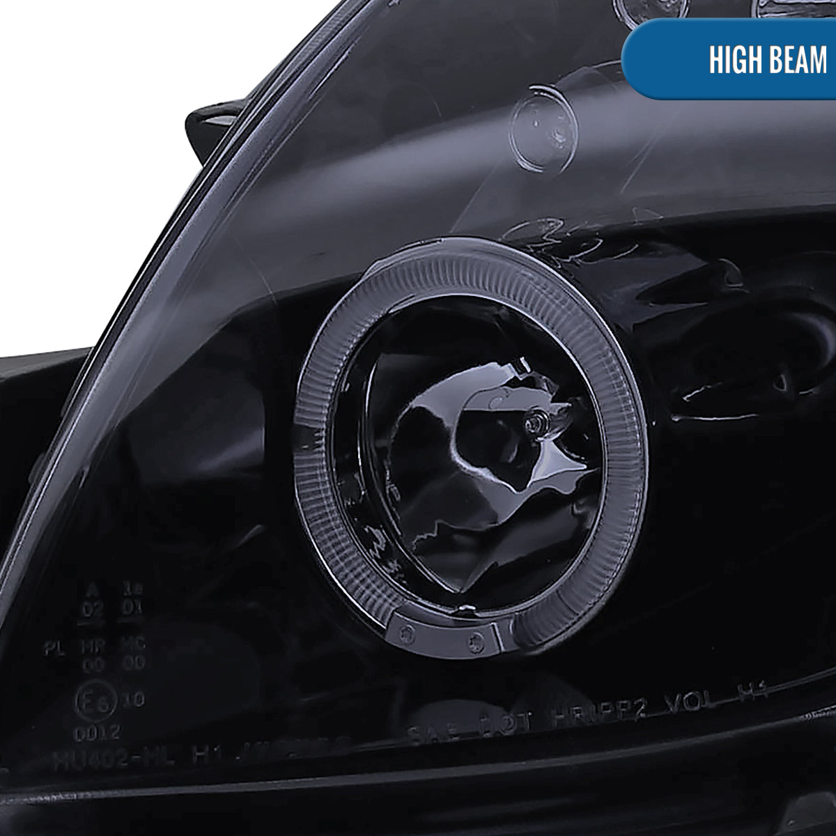 Ronnin - Fits 2006-2008 Toyota Yaris Hatchback LED Dual Halo Rims Running Lights Projector Headlights Assembly Pair | Black Smoke