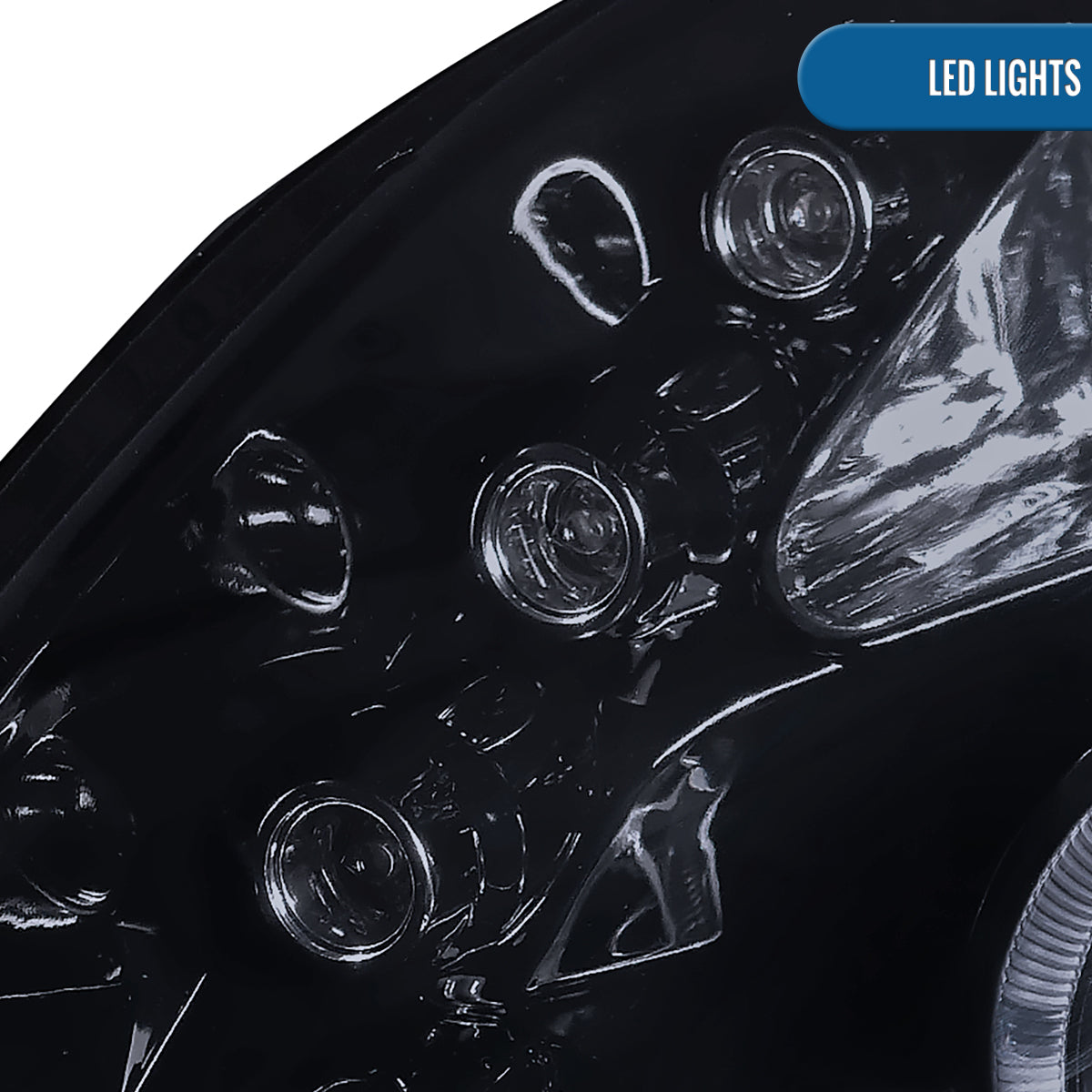 Ronnin - Fits 2006-2008 Toyota Yaris Hatchback LED Dual Halo Rims Running Lights Projector Headlights Assembly Pair | Black Smoke