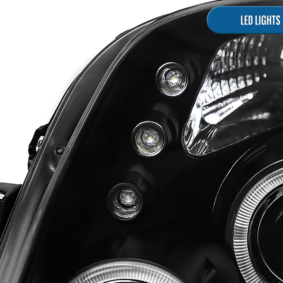 Ronnin - Fits 2006-2008 Toyota Yaris Hatchback US Spec LED Dual Halo Rims Running Lights Projector Headlights Upgrade Pair | Black
