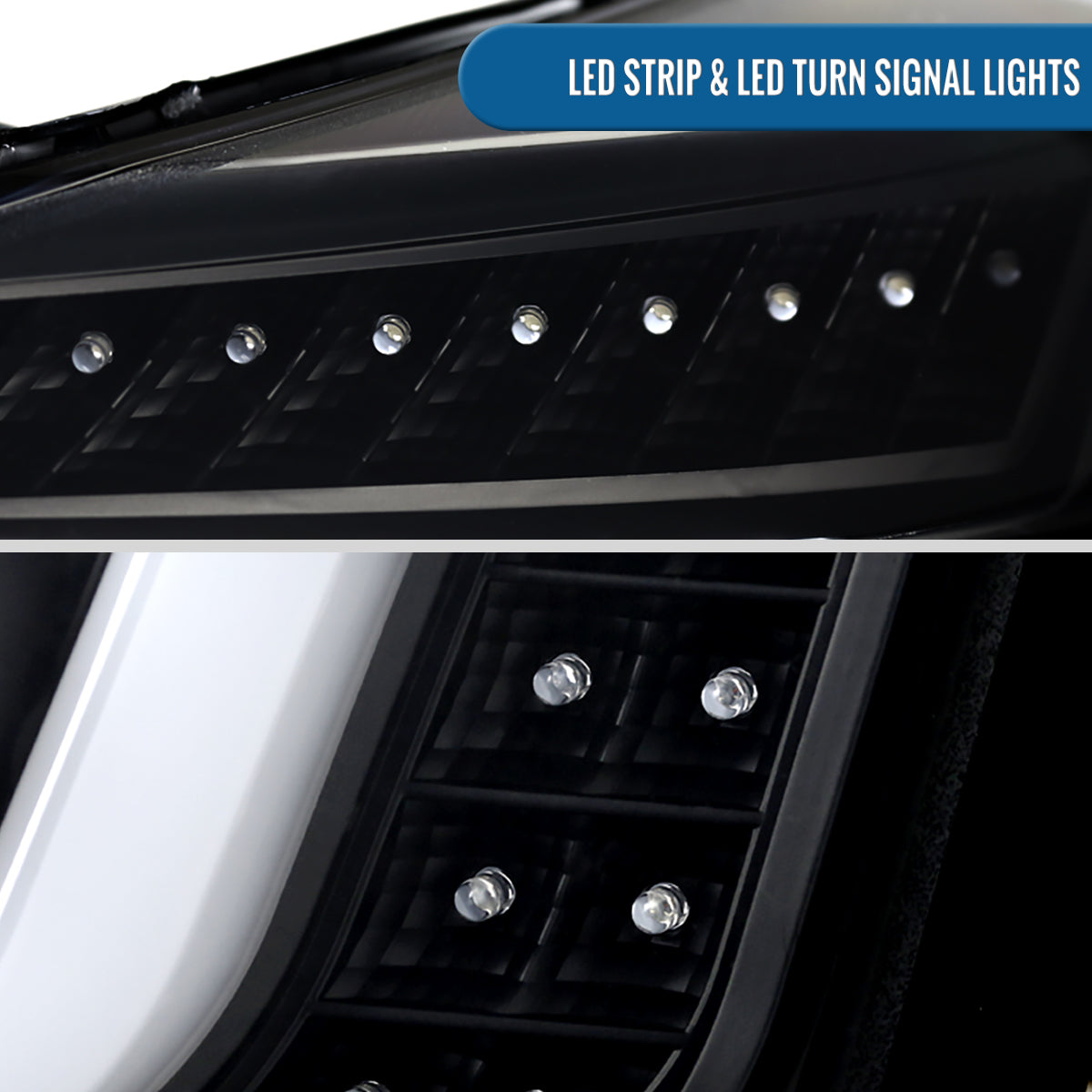 Ronnin - Fits 2015-2020 GMC Yukon/Yukon XL Upgrade Replacement LED Running Turn Signals Projector Headlights Assembly Pair | Black