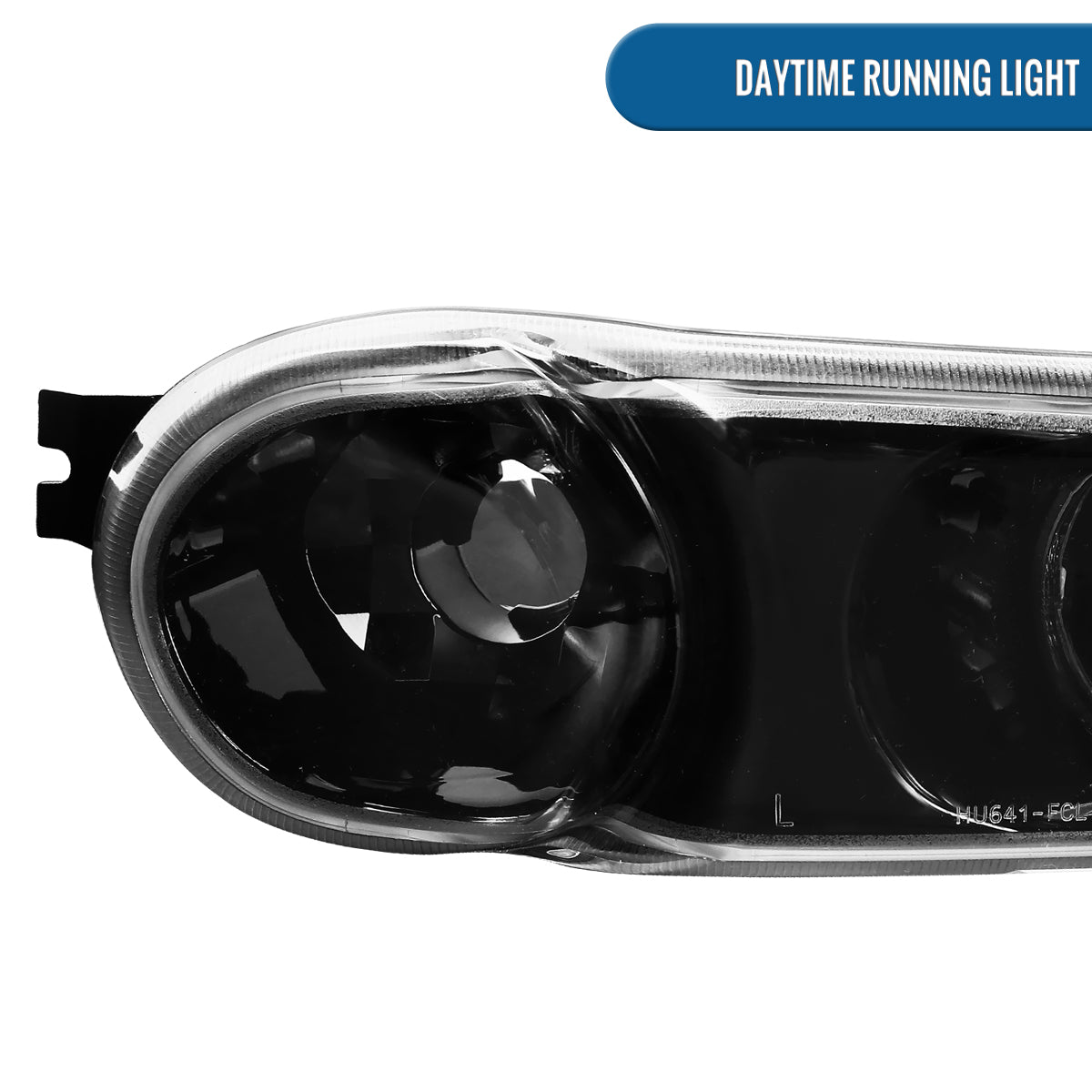 Ronnin - Fits 2000-2006 GMC Yukon XL Sierra Denali Upgraded LED Dual Halo Rims Running Lights Projector Headlights + Factory Style Bumper Lamps Assembly Pair | Glossy Black