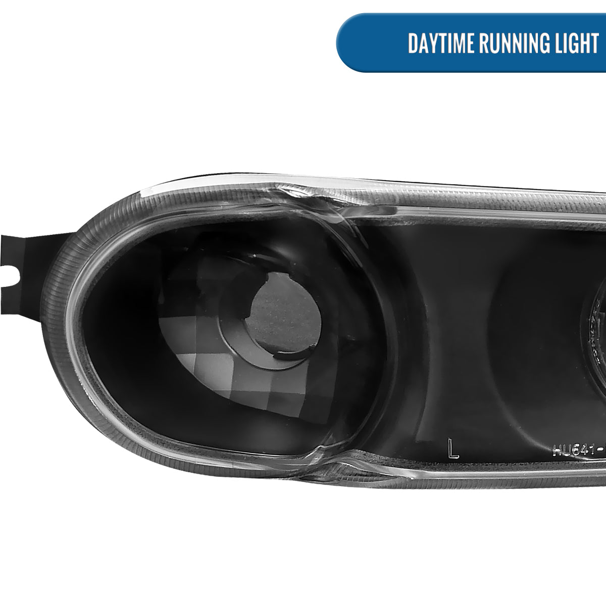 Ronnin - Fits 2000-2006 GMC Yukon XL Sierra Denali Upgraded Replacement LED Dual Halo Rims Running Lights Projector Headlights + Factory Style Bumper Lamps Assembly Pair | Black
