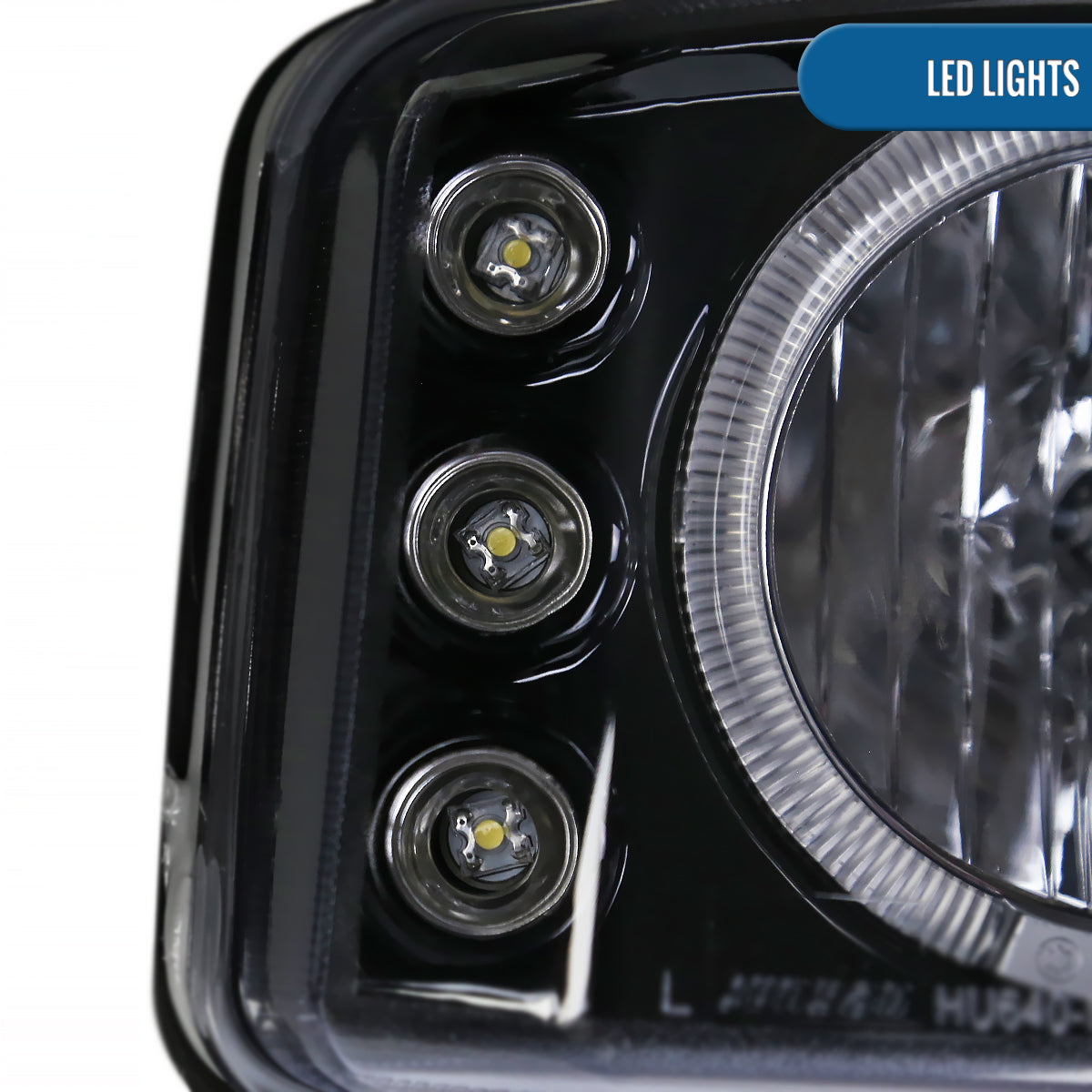 Ronnin - Fits 1999-2007 GMC Yukon XL Sierra Classic Upgraded Replacement LED Dual Halo Rims Running Lights Projector Headlights + Full LED Bumper Sequential Turn Signal Lamps Assembly Pair | Black Smoke