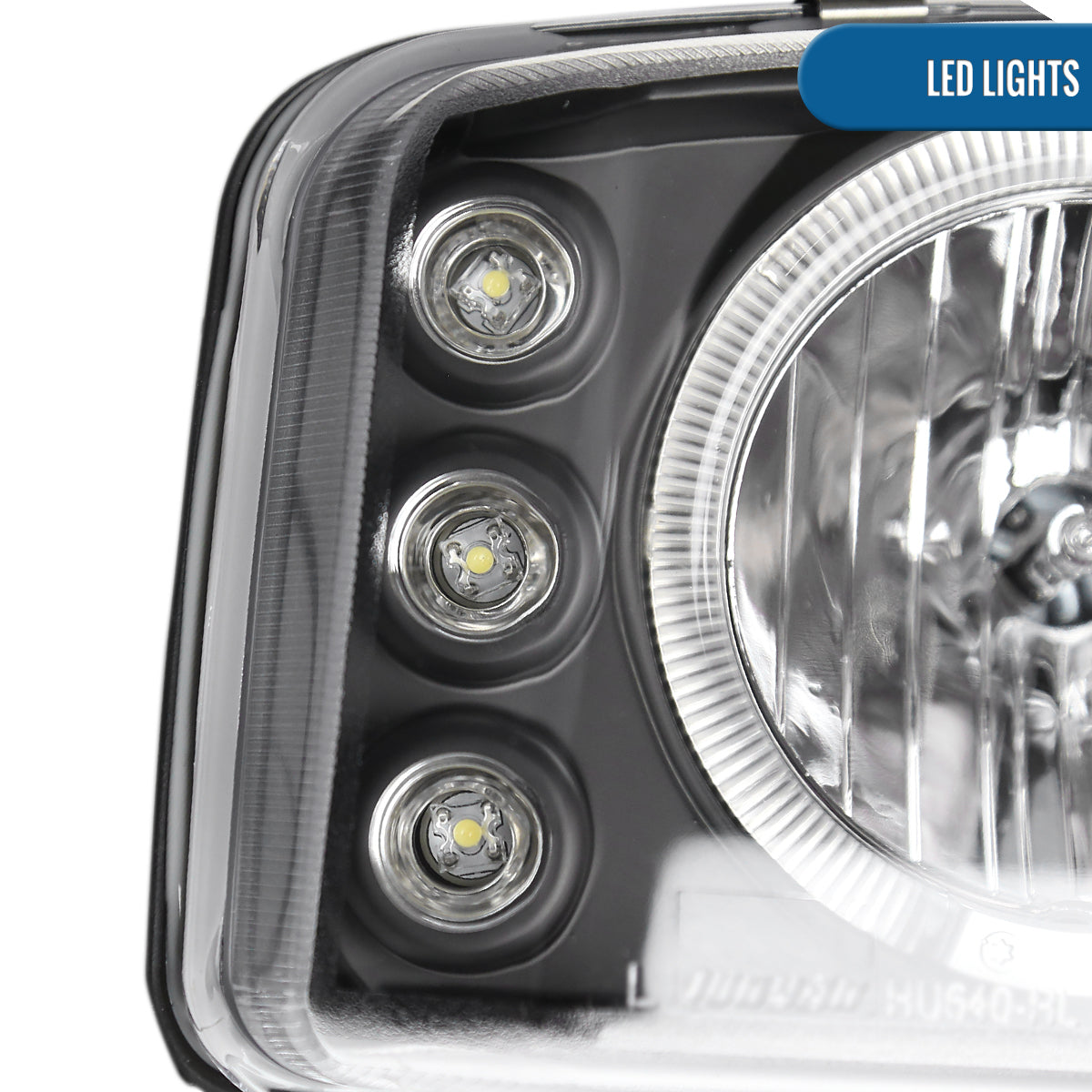 Ronnin - Fits 1999-2007 GMC Yukon XL Sierra Classic Upgraded Replacement LED Dual Halo Rims Running Lights Projector Headlights + Full LED Bumper Sequential Turn Signal Lamps Assembly Pair | Black