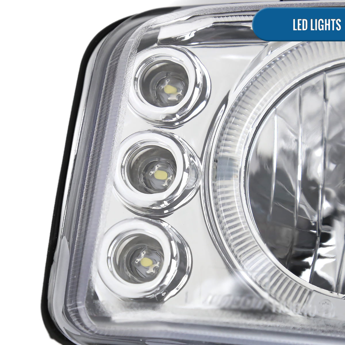 Ronnin - Fits 1999-2007 GMC Yukon XL Sierra Classic Upgraded Replacement LED Dual Halo Rims Running Lights Projector Headlights + Full LED Bumper Sequential Turn Signal Lamps Assembly Pair | Chrome