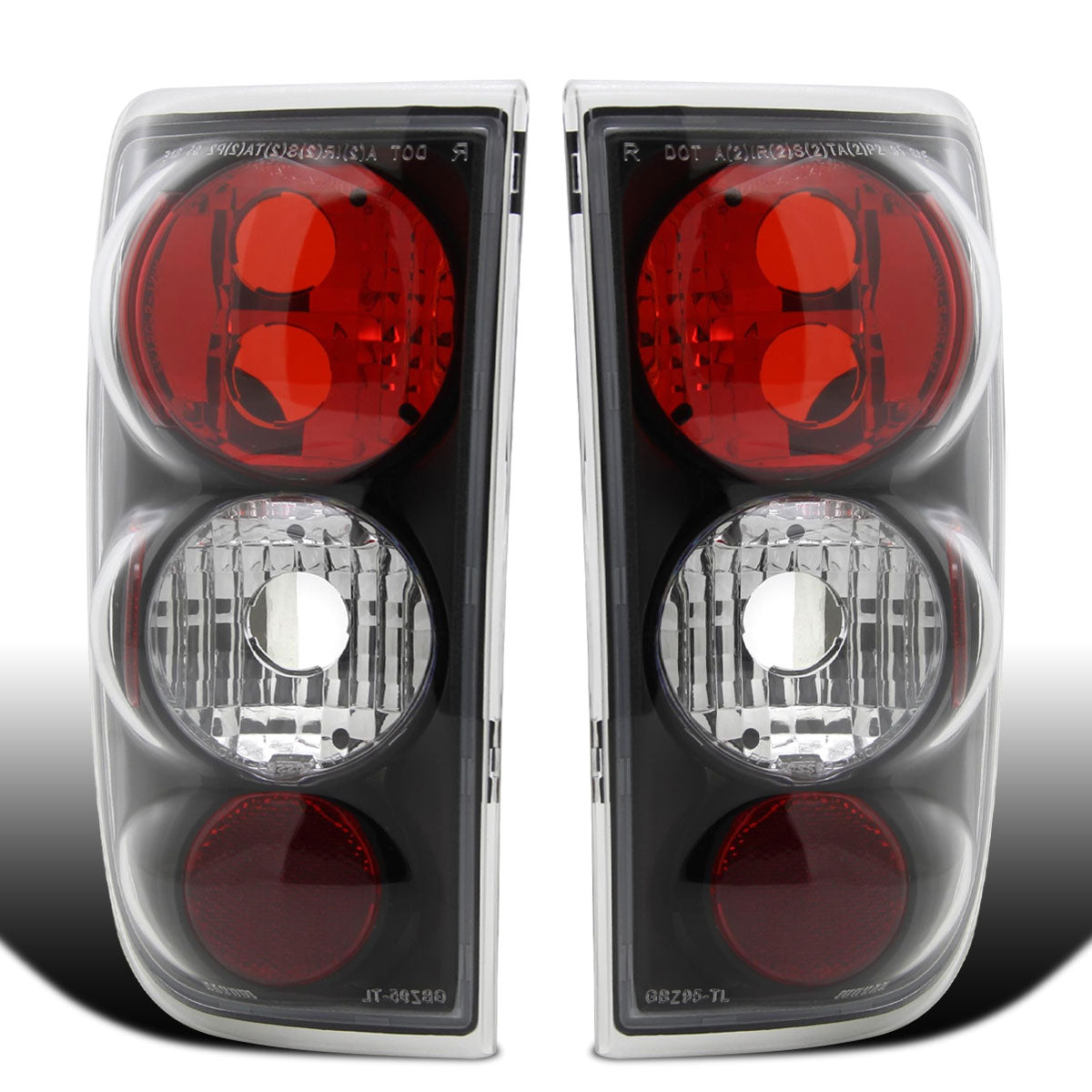 Ronnin - Fits 1995-2004 Chevy Blazer GMC Jimmy Envoy Oldsmobile Bravada Tail Lights Replacement Assembly Pair | Black