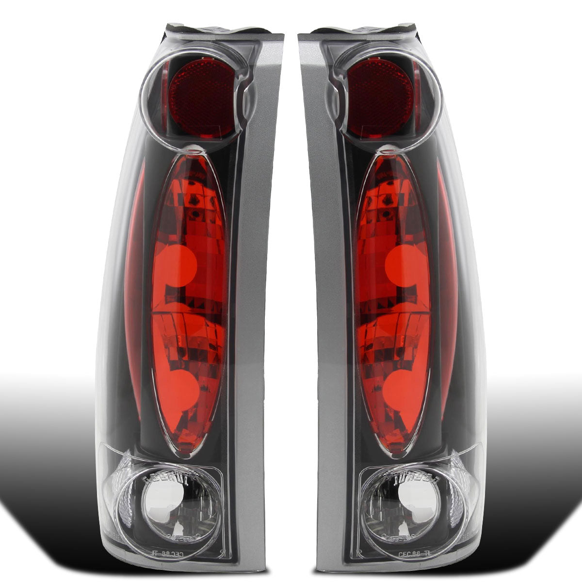 Ronnin - Fits 1988-2000 Chevy GMC C/K C10 Silverado Sierra Suburban Yukon Blazer Tahoe Caddy Escalade Tail Lights Replacement Assembly Pair | Black